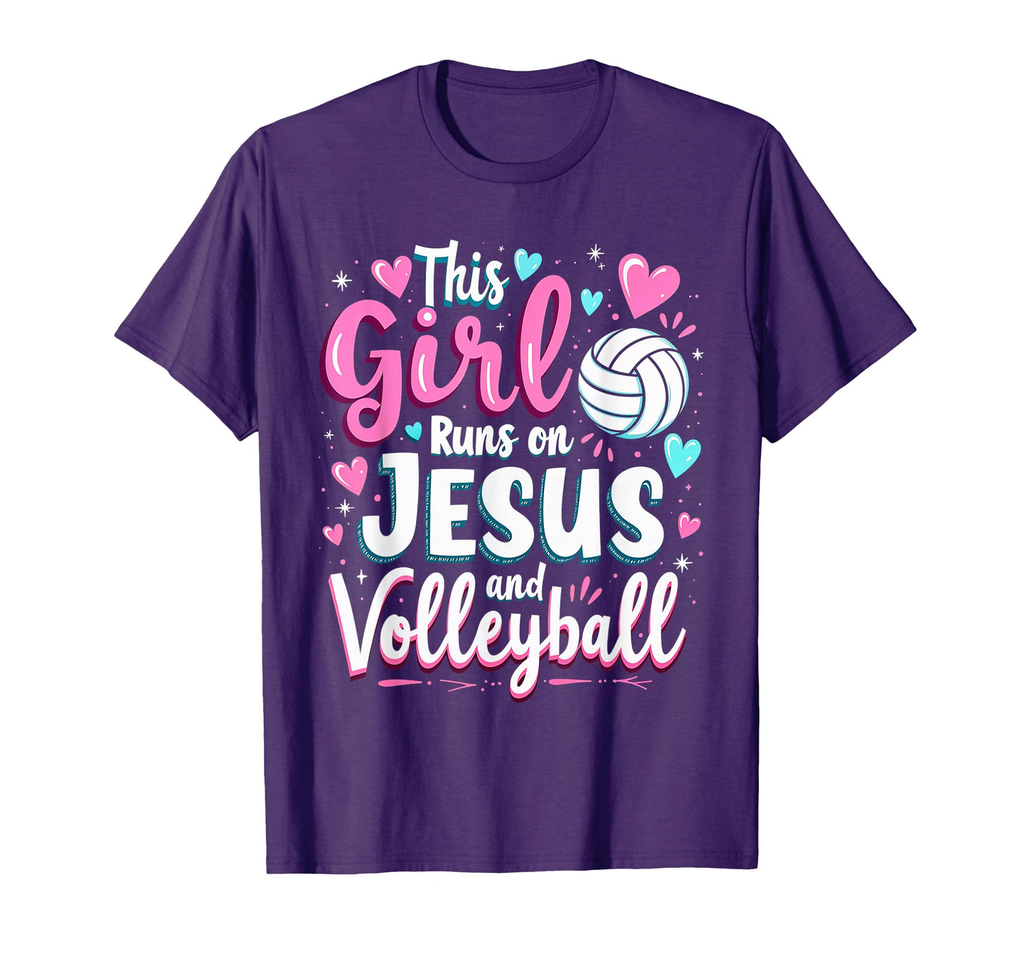 Christian Volleyball This Girl Runs On Jesus and Volleyball T-Shirt