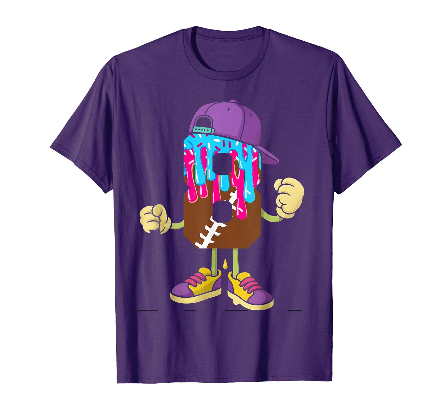 Football 8 Year Old Ice Cream Drip 8th Birthday Boys T-Shirt