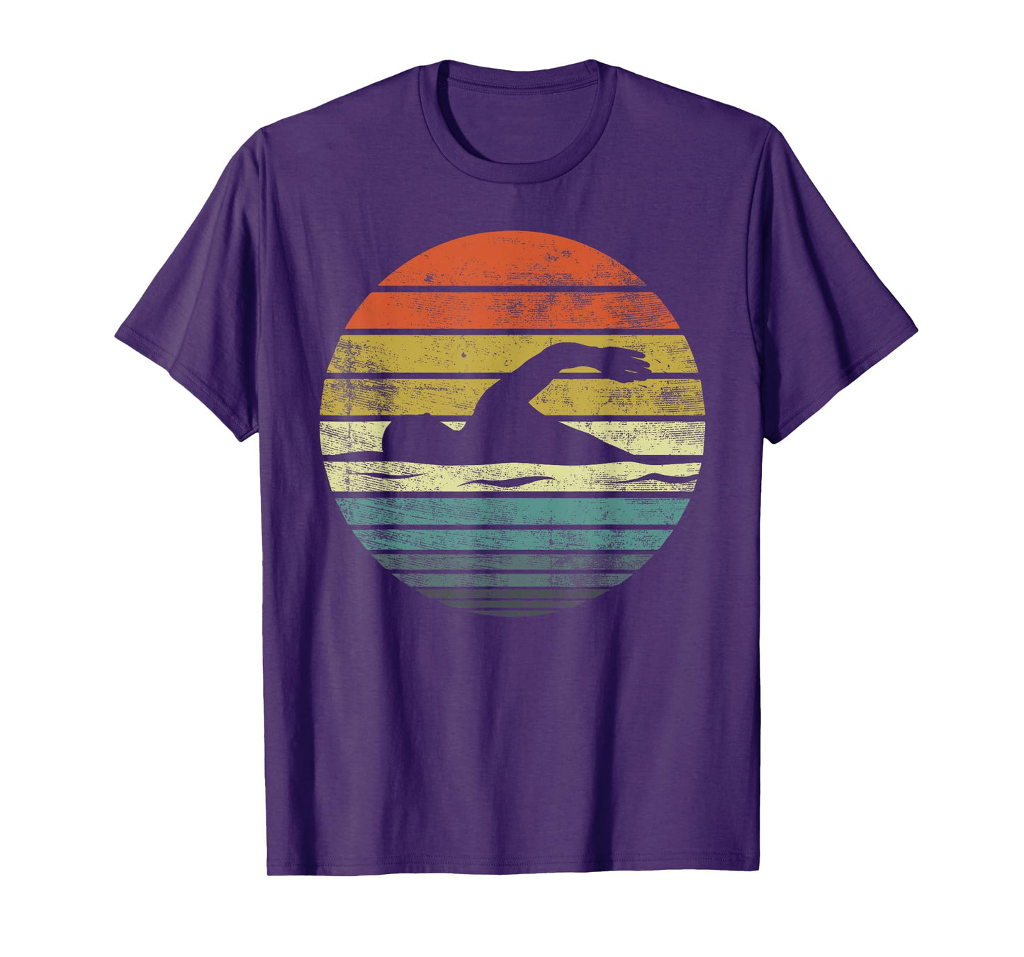 Swimmer Gifts Funny Retro Vintage Sunset Swim Coach Swimming T-Shirt