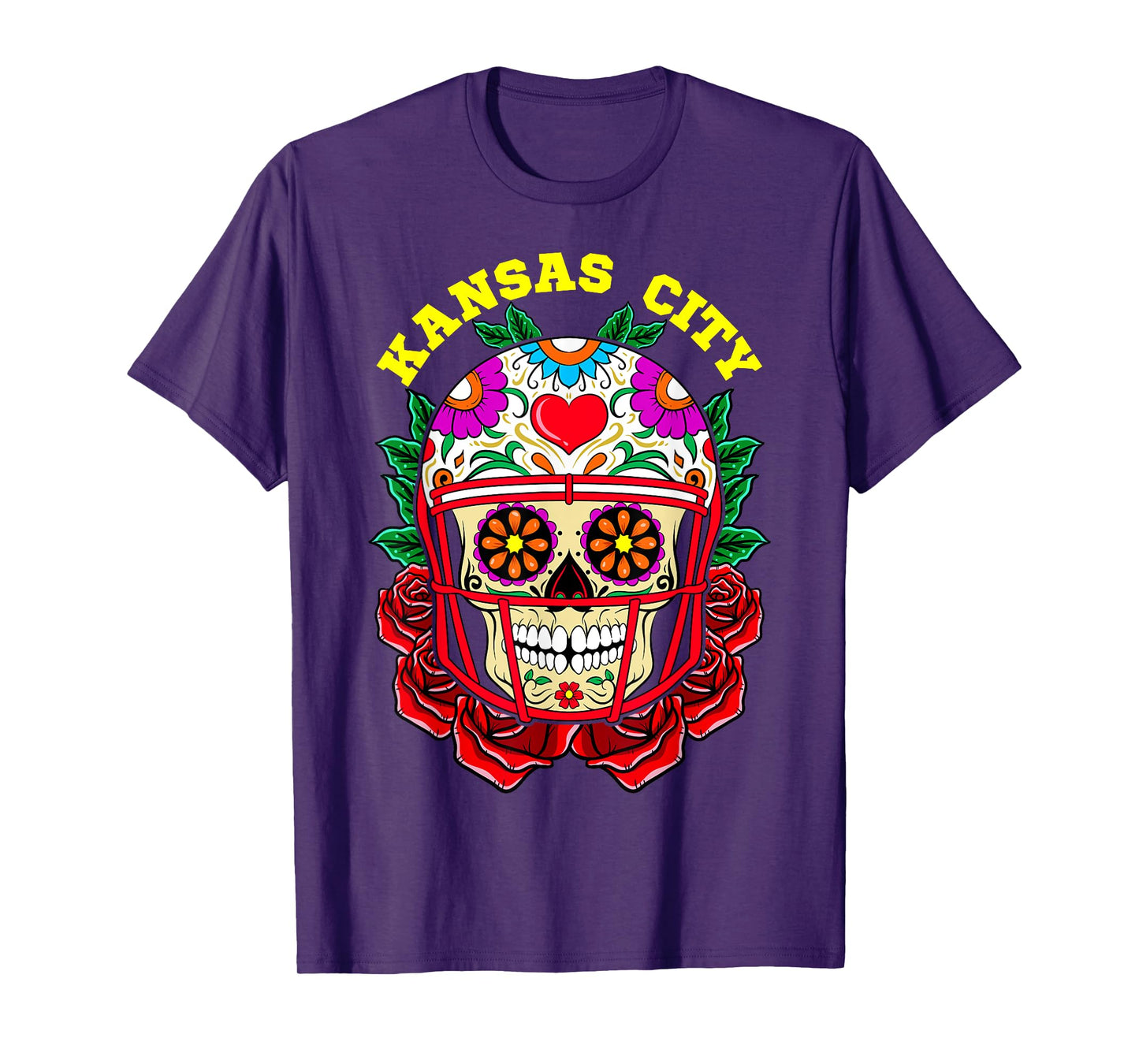 Kansas Day Sugar Skull Football Helmet Game Day Y'all T-Shirt