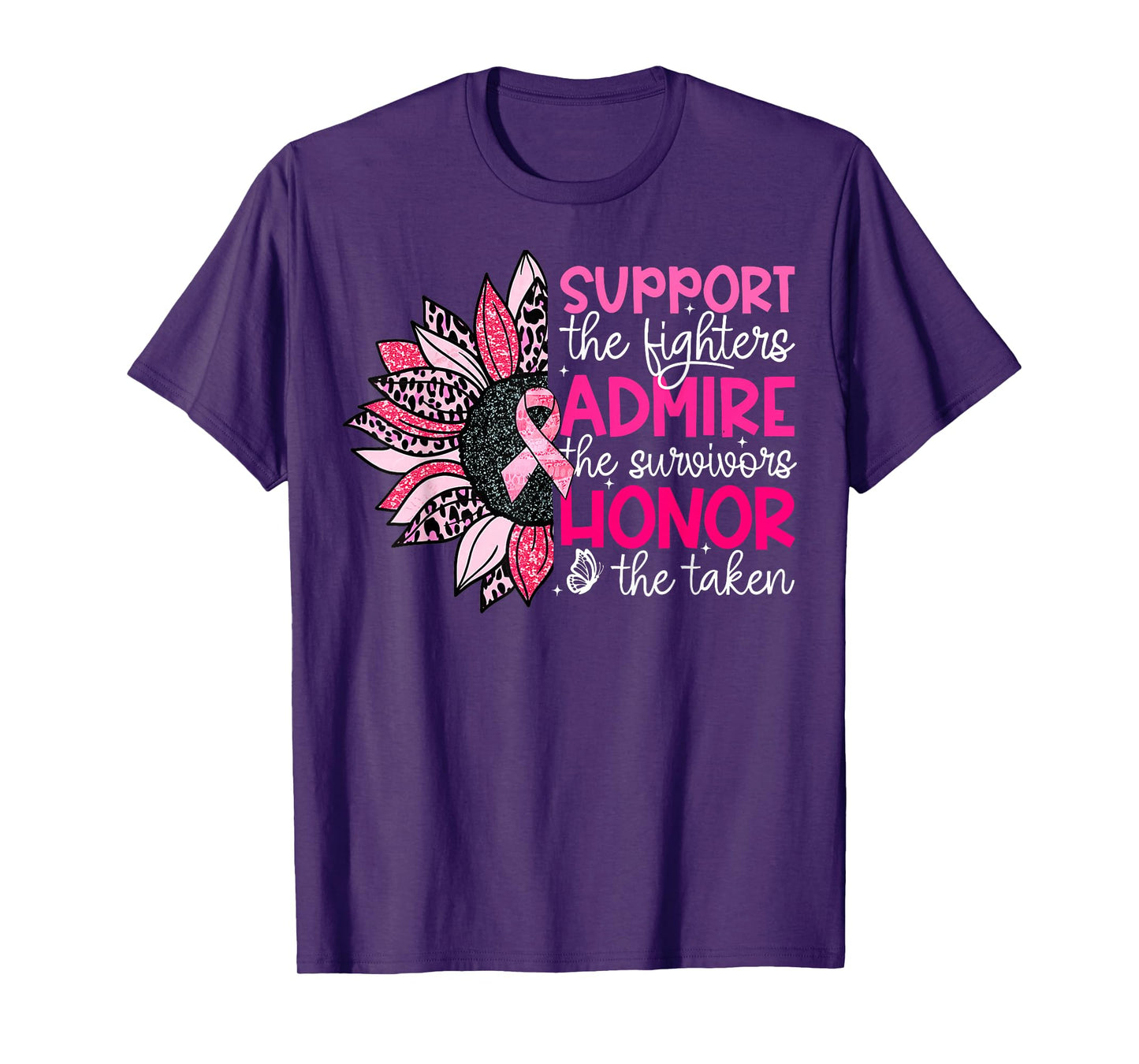 Sunflower Support Admire Honor Breast Cancer Awareness T-Shirt