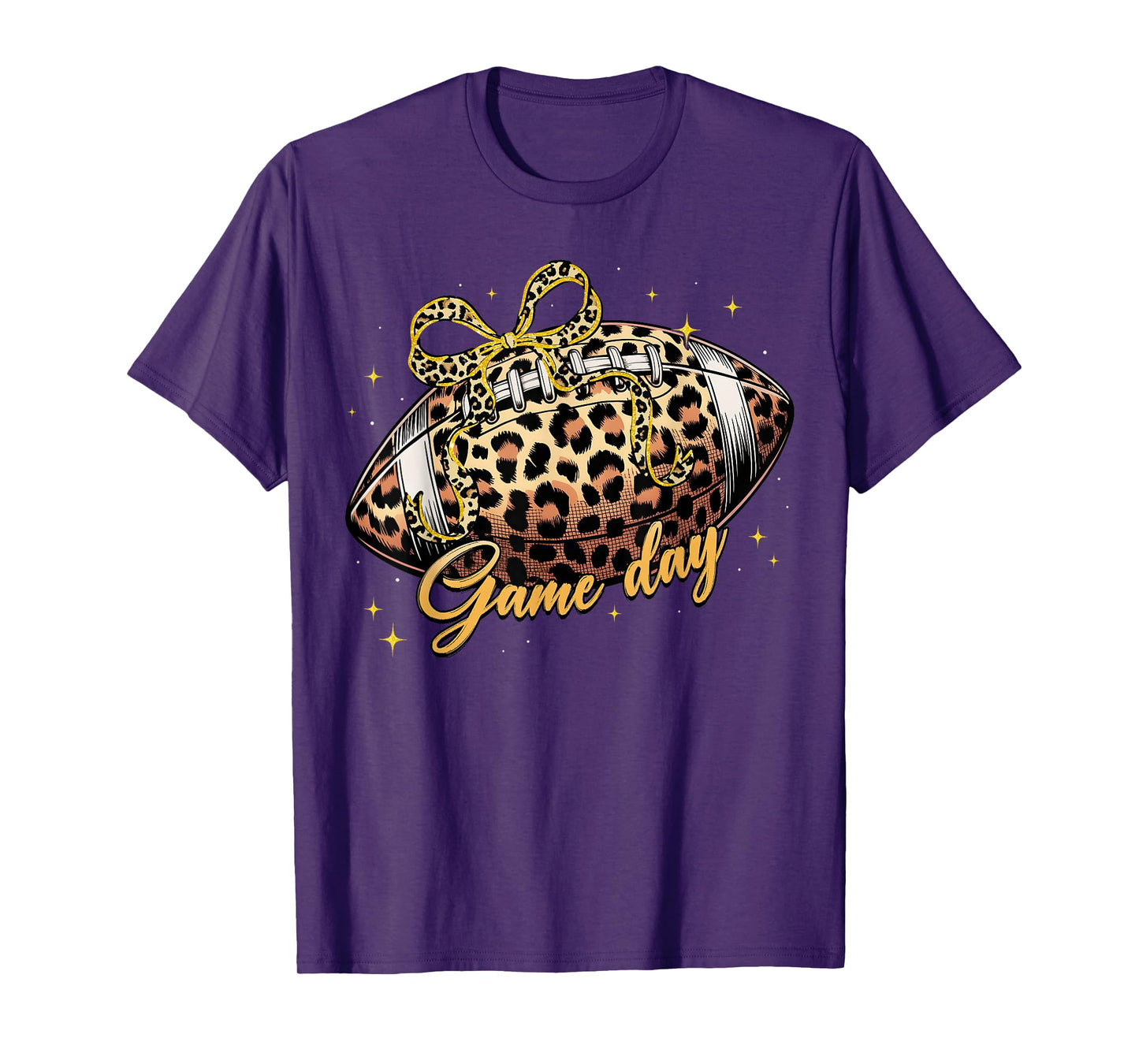 Game Day Football Coquette Bow Leopard Fall Thanksgiving T-Shirt