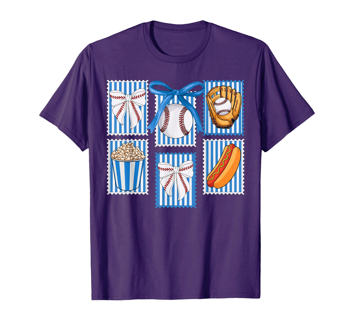 Stamps Coquette Bow Baseball Kids Youth Girls Baseball Mom T-Shirt