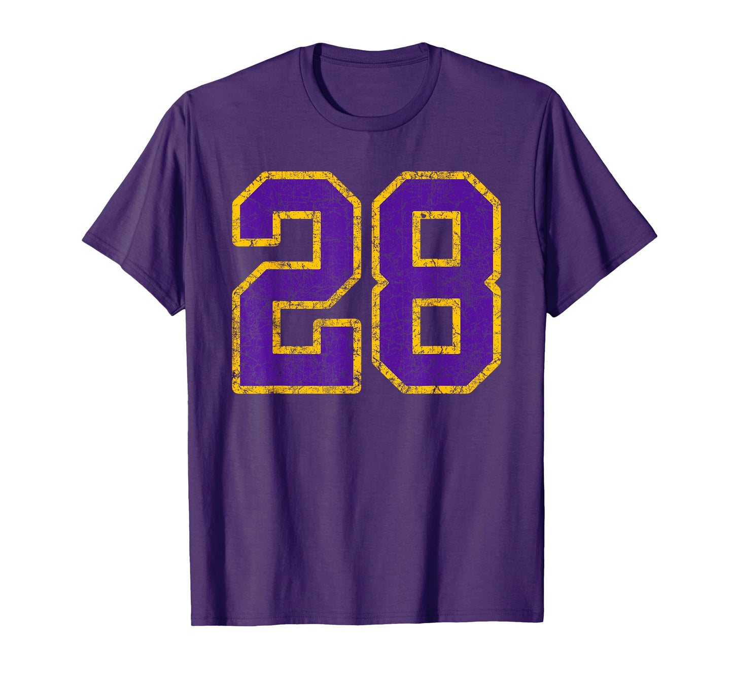 Purple Gold Number 28 Jersey Player Uniform #28 Grunge T-Shirt