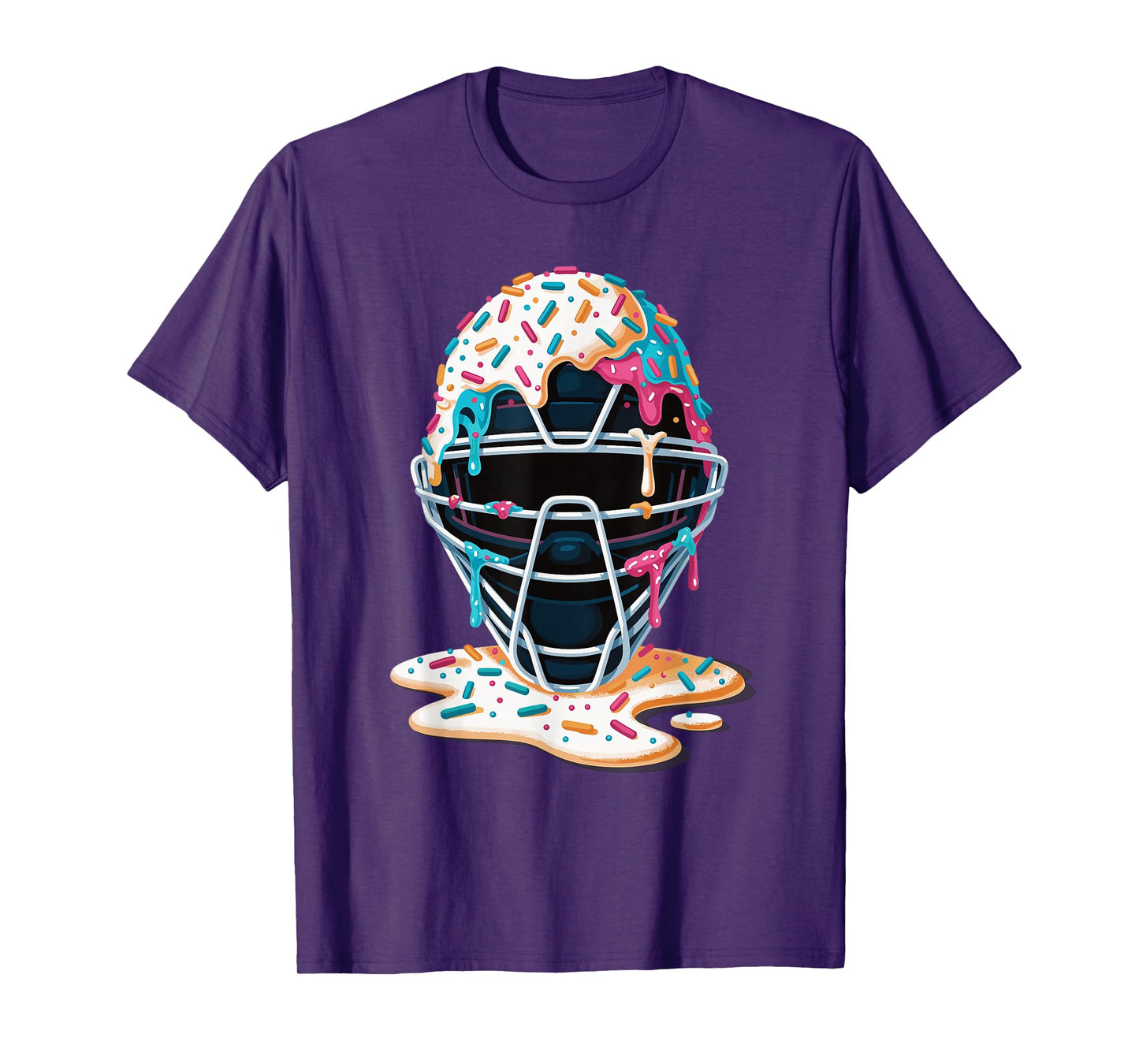 Baseball Catcher Mask Ice Cream Dripping Baseball Fan Boys T-Shirt