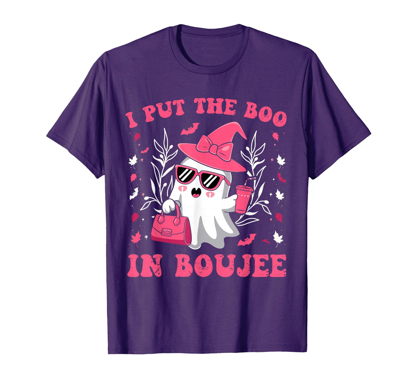 Boujee Boo JEE Spooky Ghost Pink Halloween Pumpkin T-Shirt