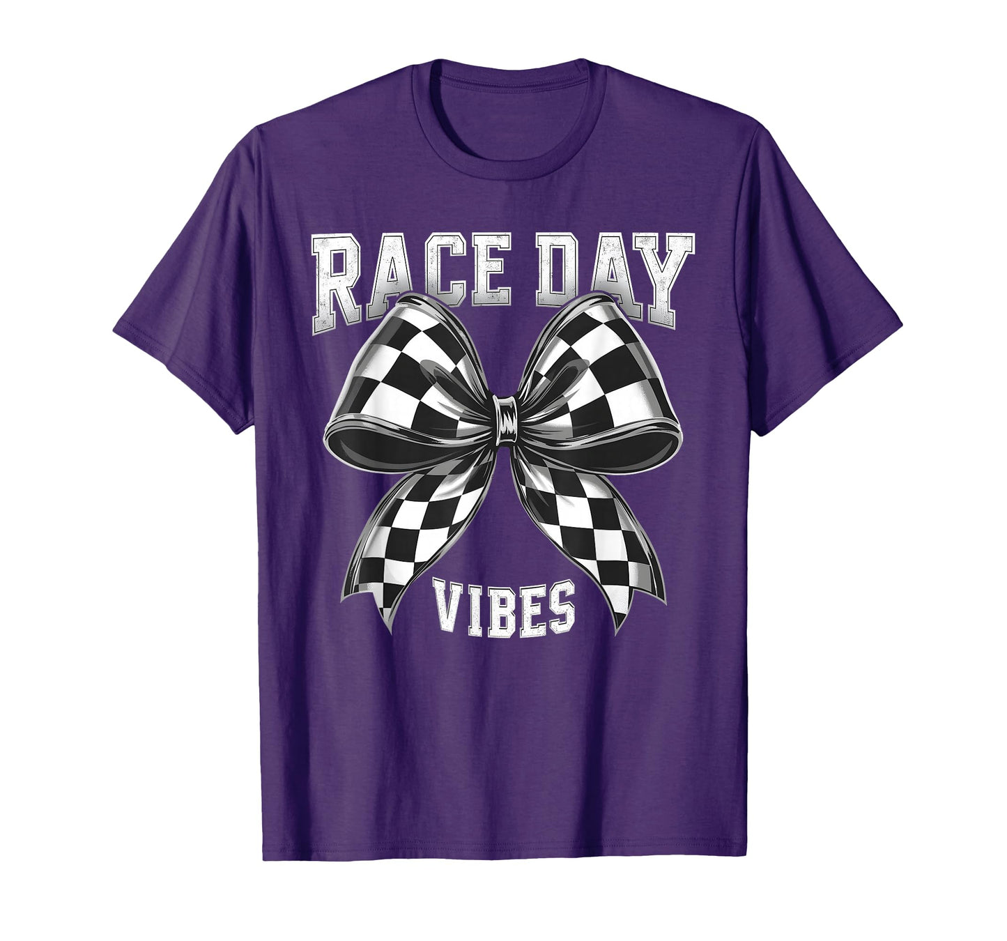 Race Day Vibes Checkered Coquette Bow Car Racing men women T-Shirt