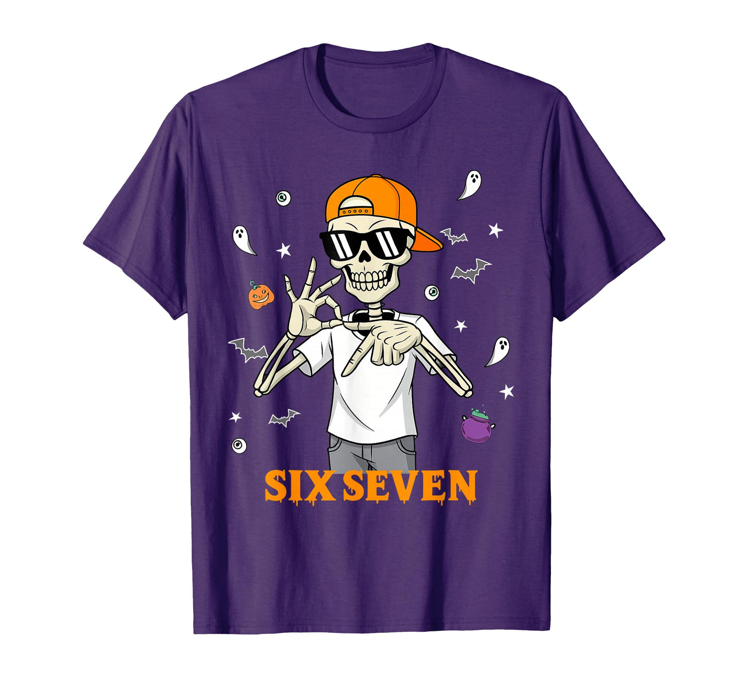 Haunted by 6-7 Funny 67 Meme Halloween Skeleton Six Seven T-Shirt