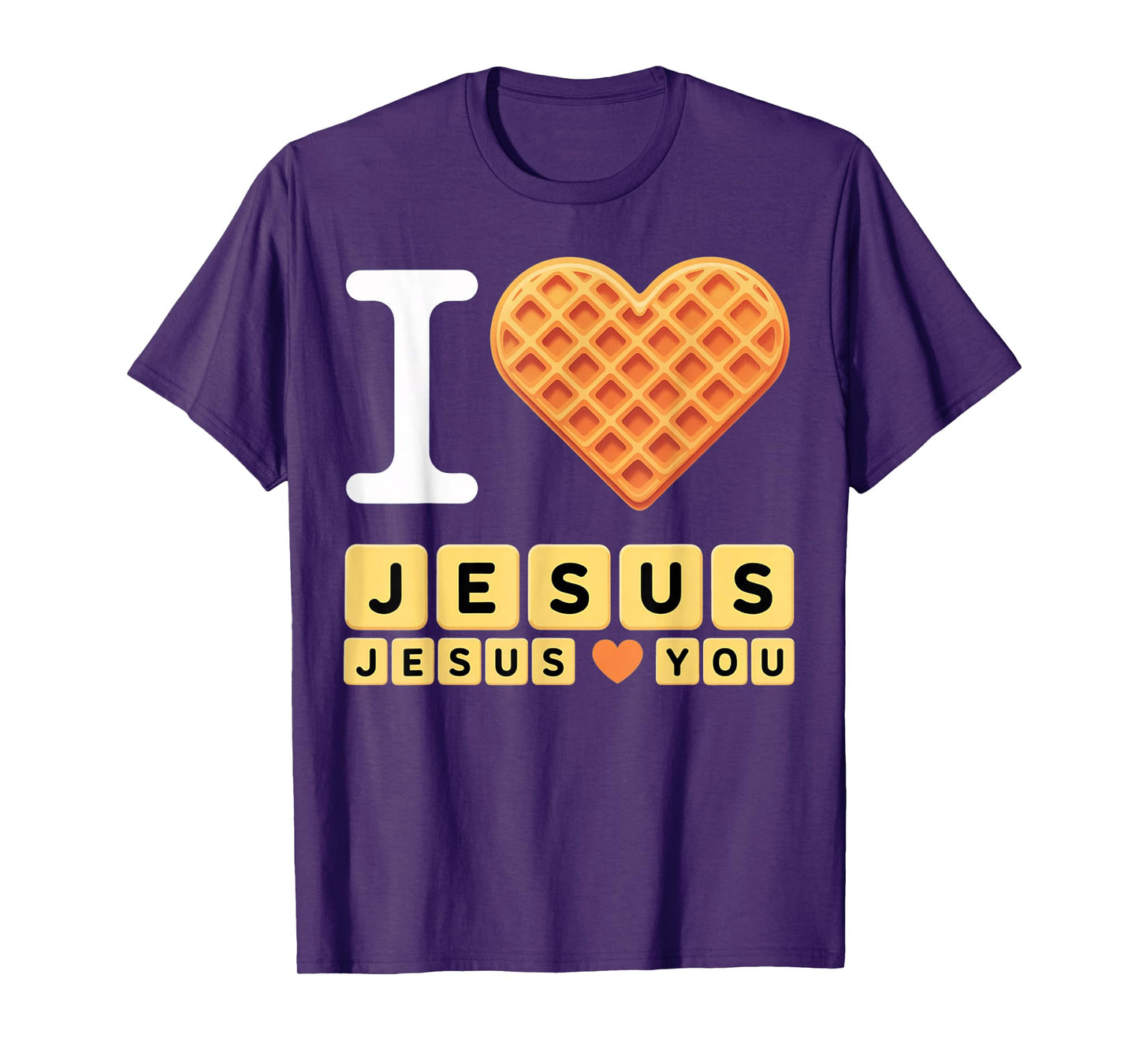 I Love Jesus Waffle Heart T-Shirt