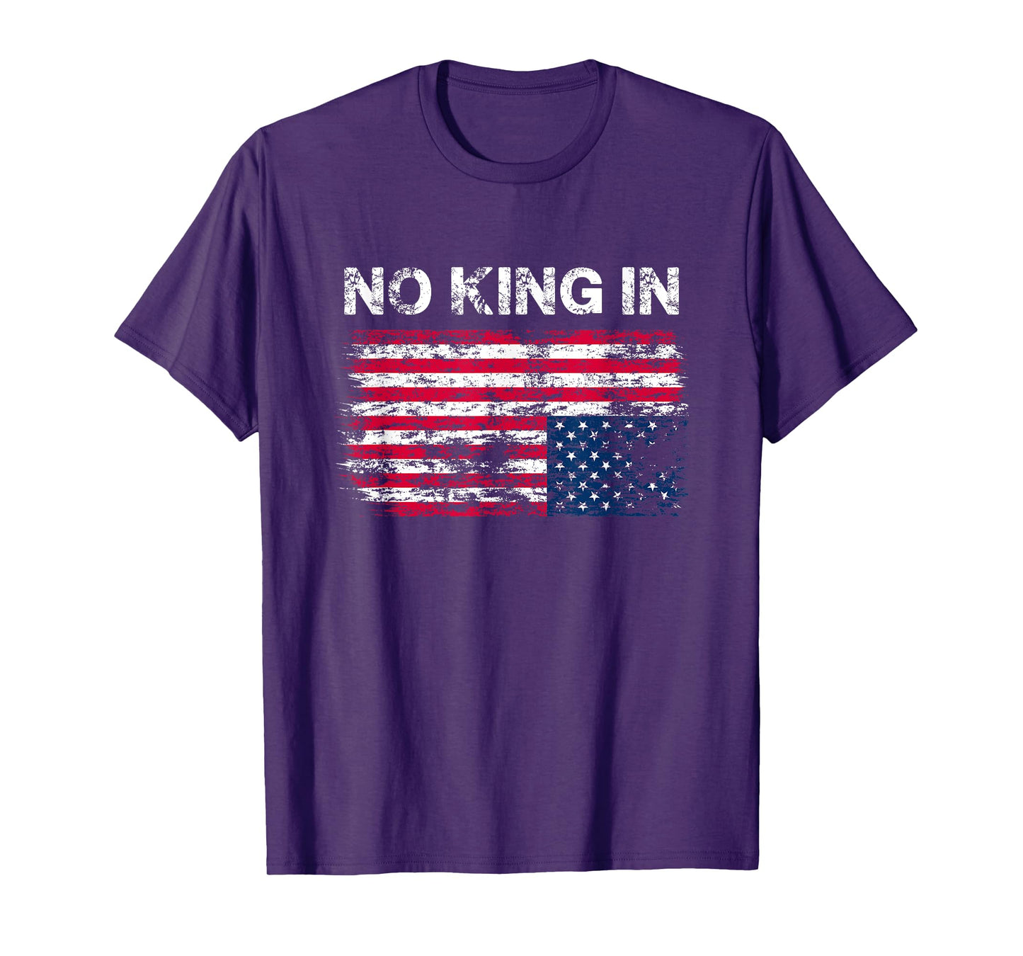 No King In America American Flag Upside Down Distress T-Shirt