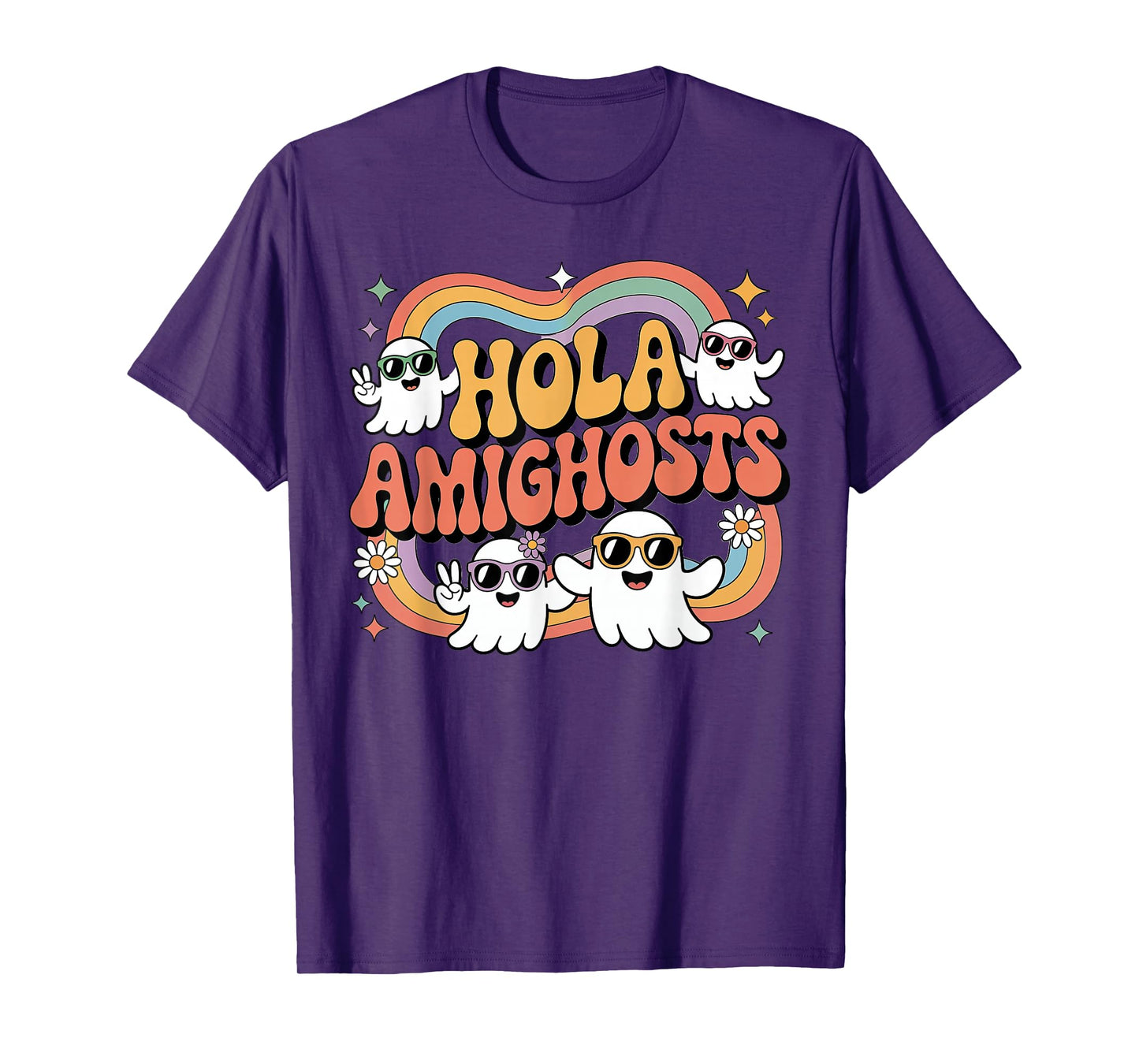 Hola Amighosts Ghost Funny Halloween Costume Spanish Groovy T-Shirt