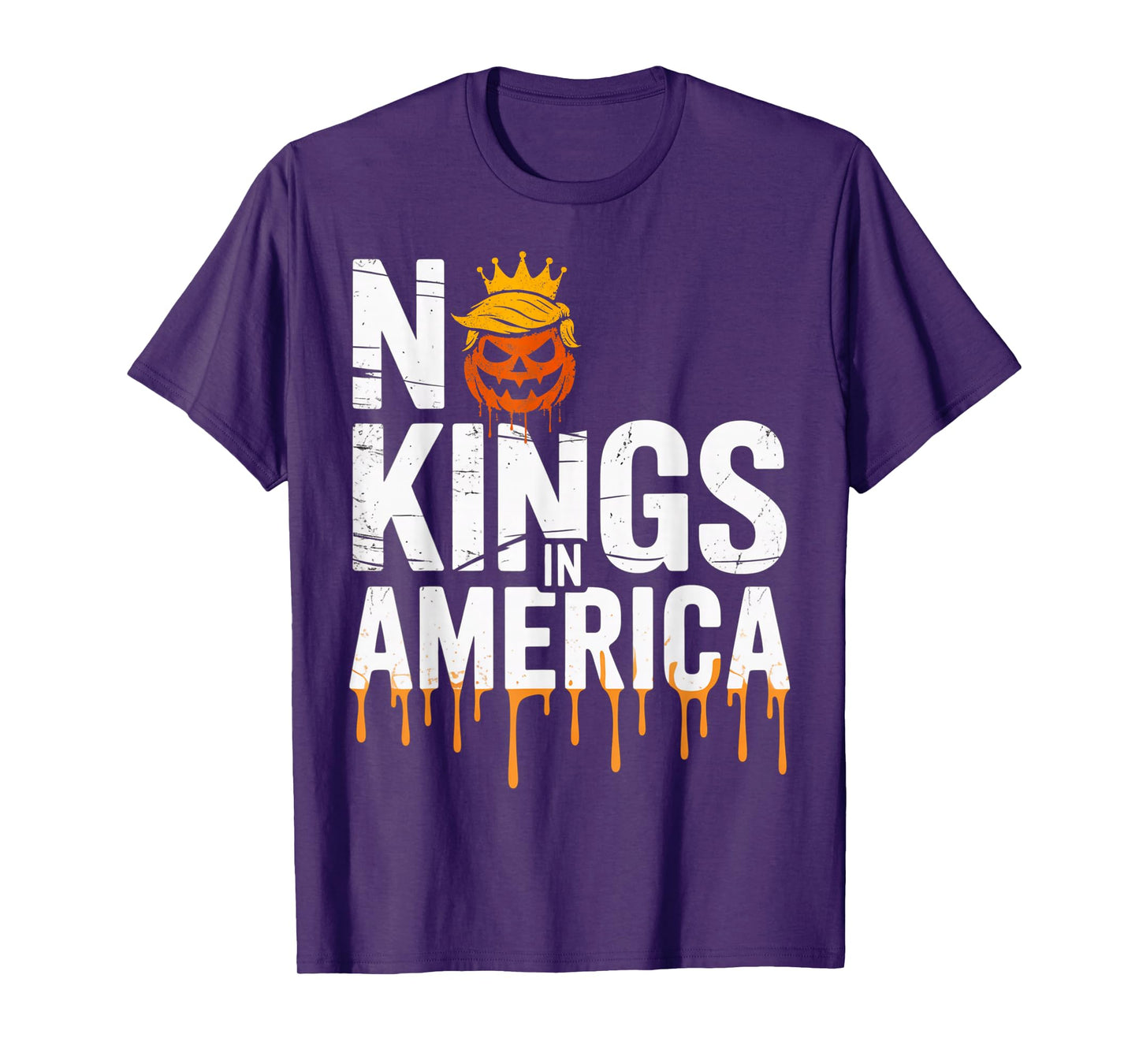 Funny No Kings Halloween 2025 Distressed USA Flag T-Shirt