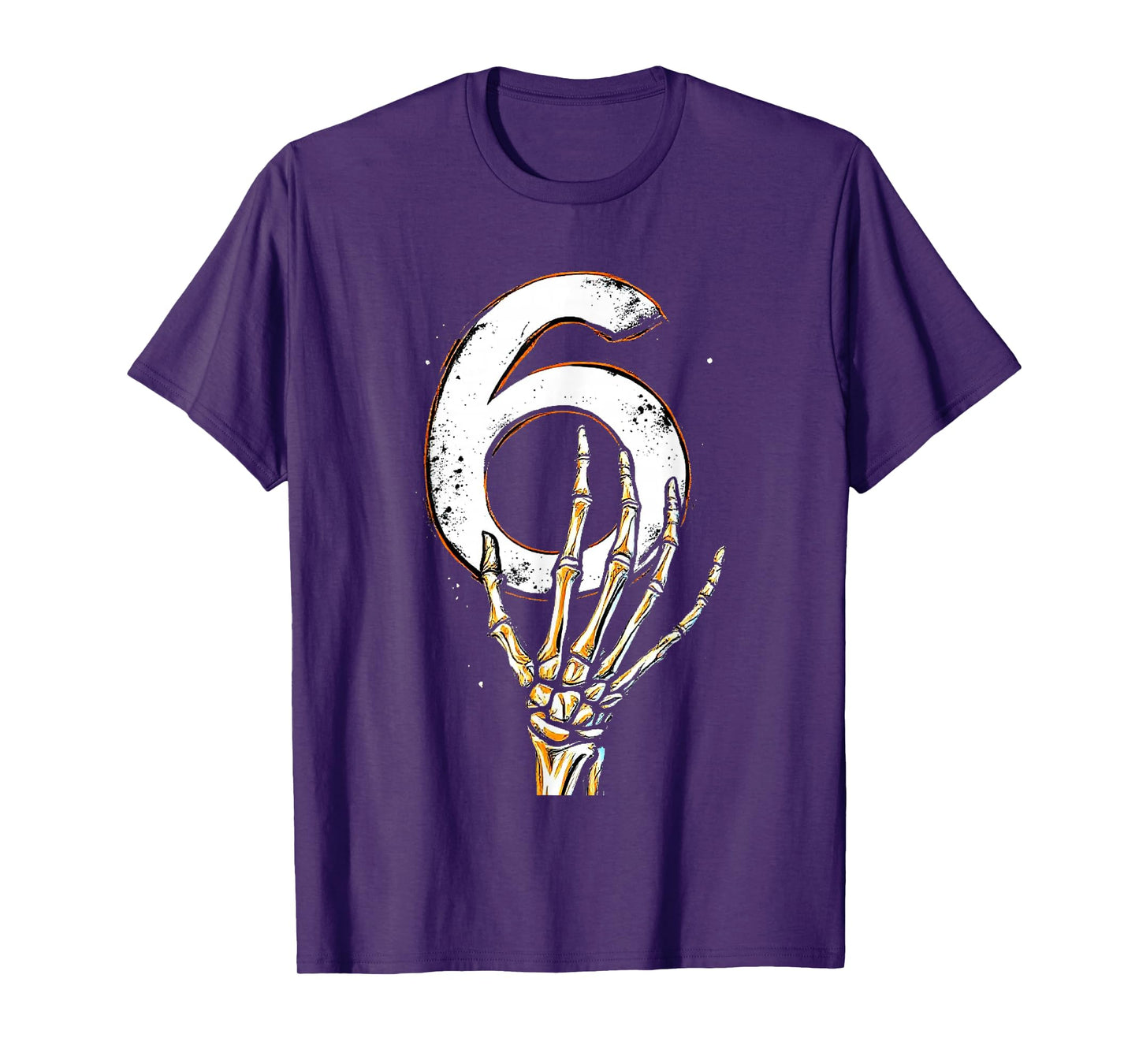 Skeleton Hand Holding Number 6 Matching 67 Halloween Horror T-Shirt