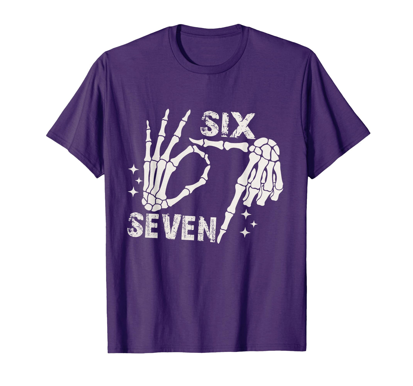 Six Seven 6 7 Meme Skeleton Hands Sign T-Shirt