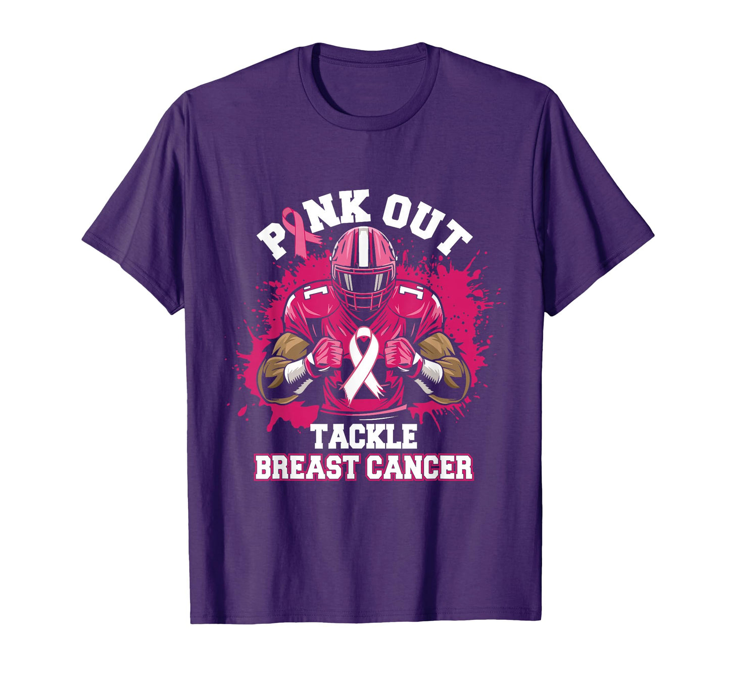 Football Pink Out Tackle Breast Cancer Awareness Graphic T-Shirt