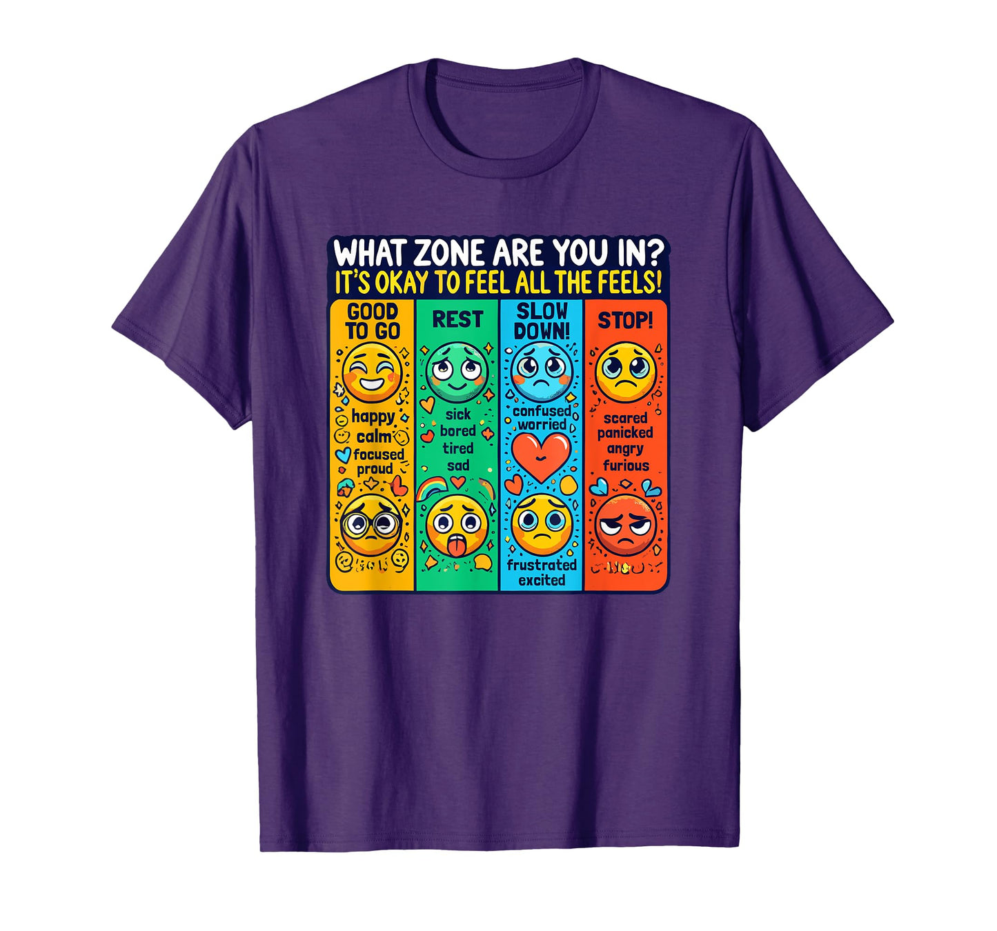 What Zone Are You In? Emotions and Feelings Awareness T-Shirt