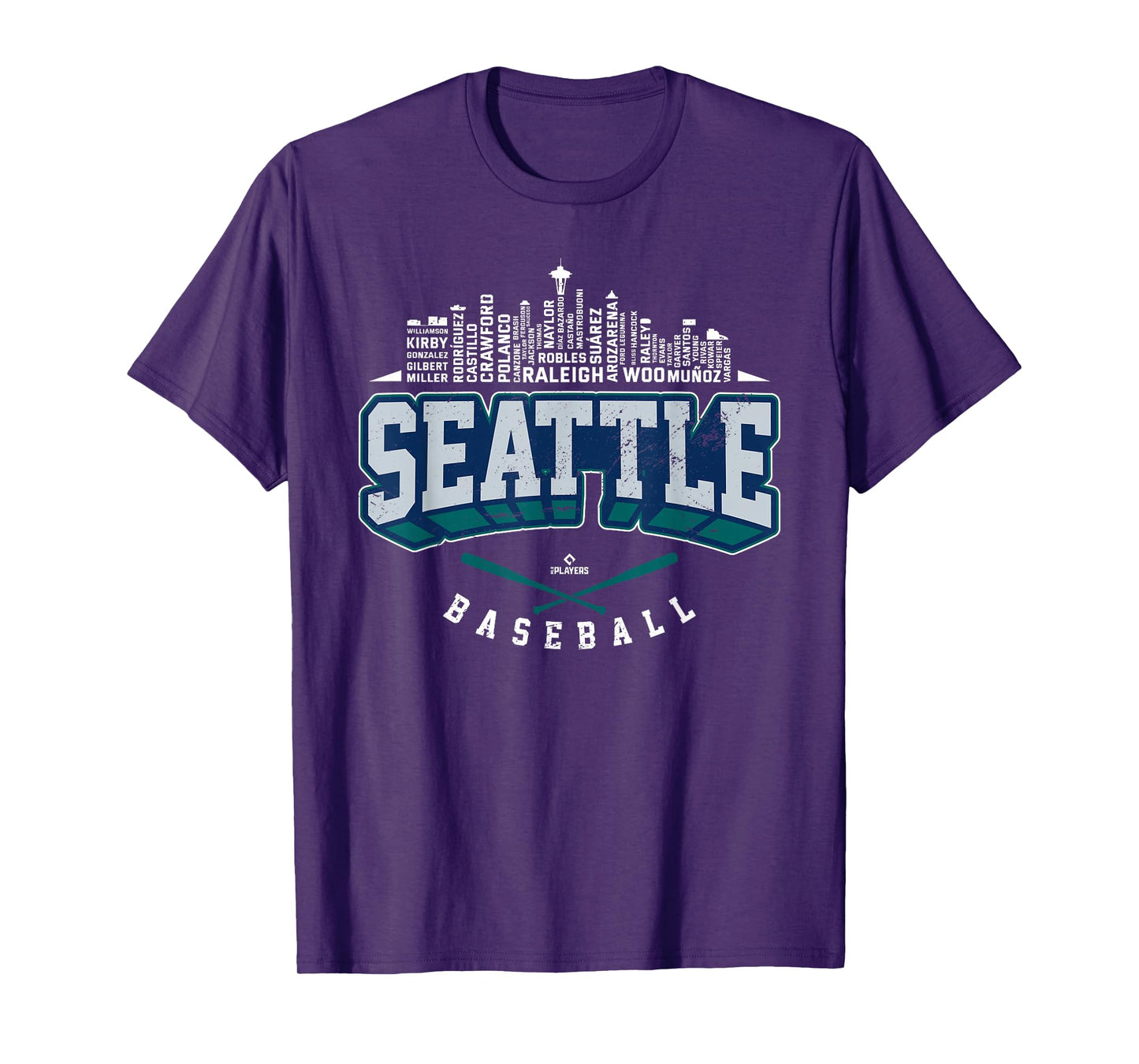 2025 Seattle Team Skyline Word Art Cal Raleigh MLBPA T-Shirt