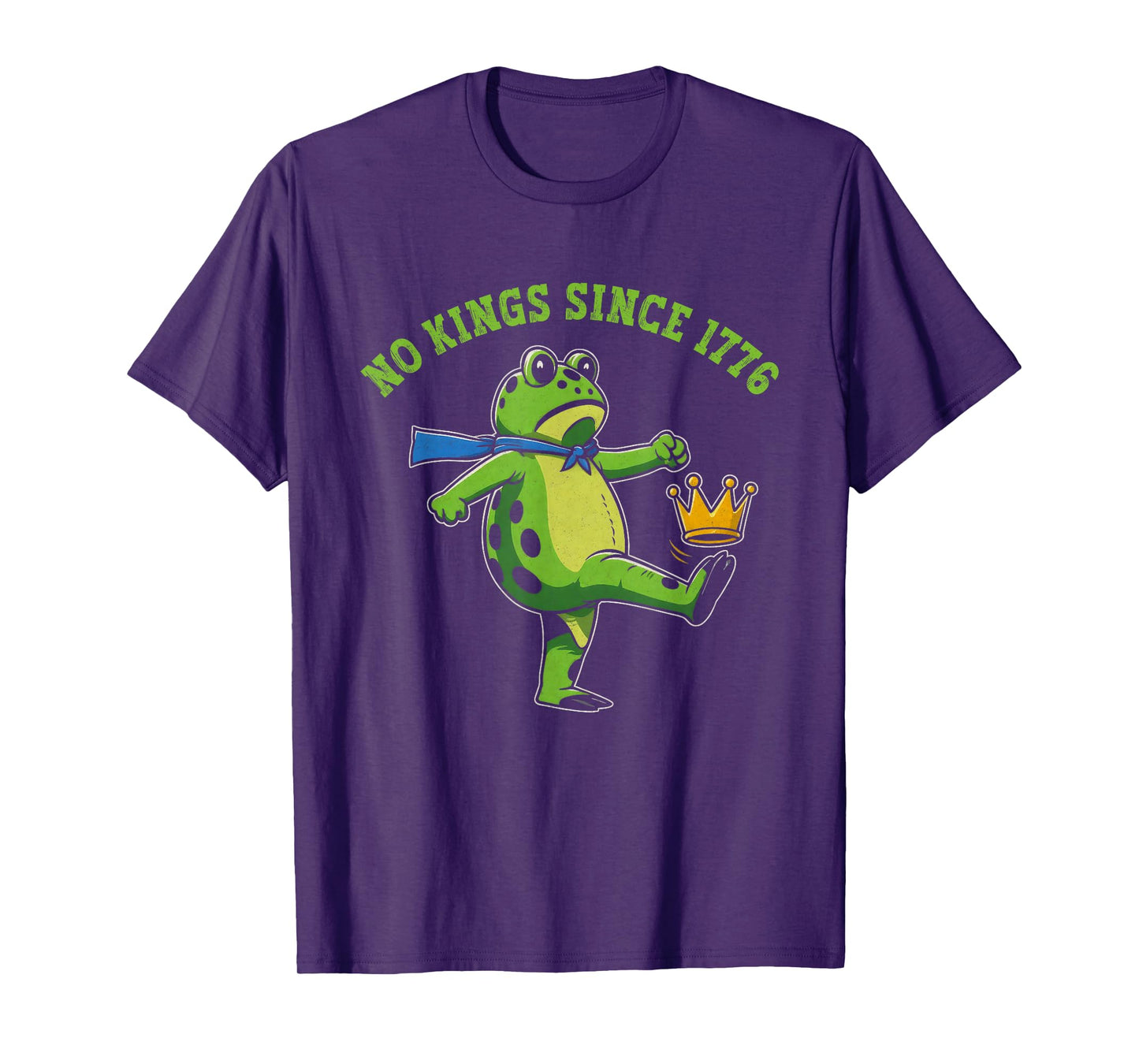 No Kings Since 1776 Portland Frog Kicking Crown Retro T-Shirt