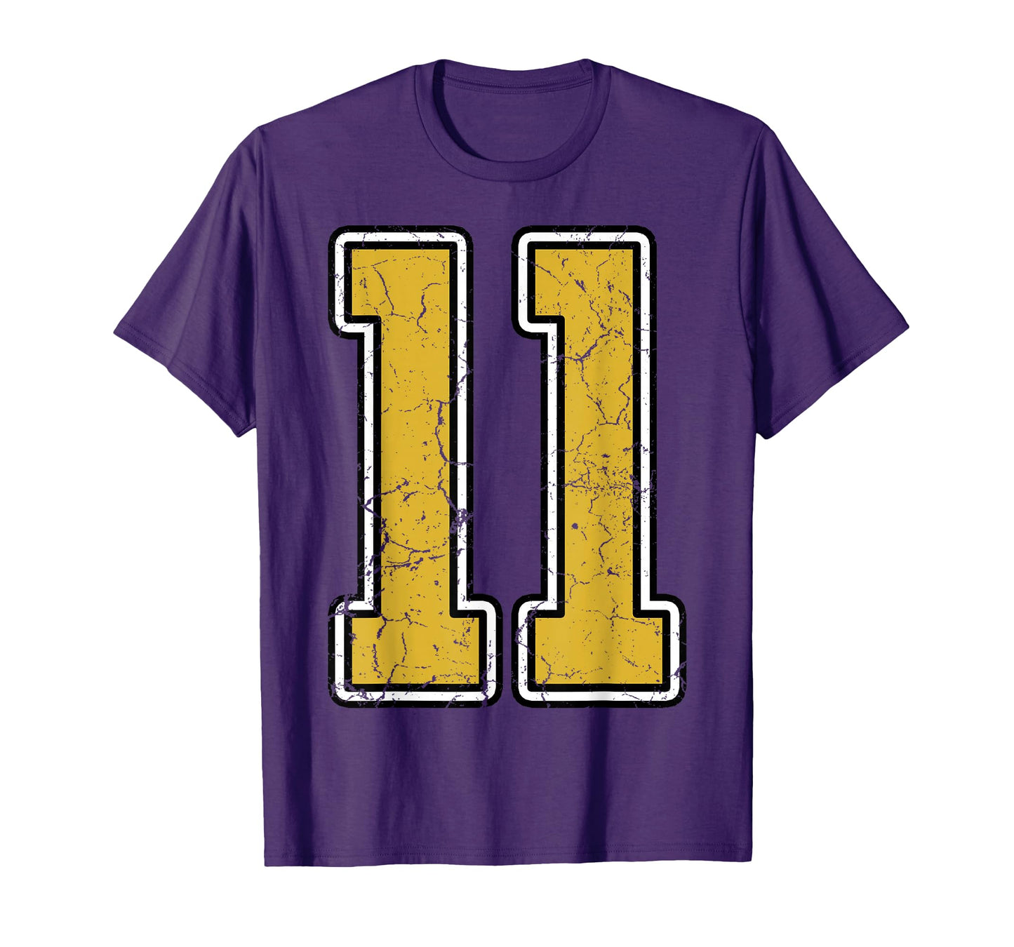 Old Gold Black White Sports Number 11 Jersey Uniform Player T-Shirt