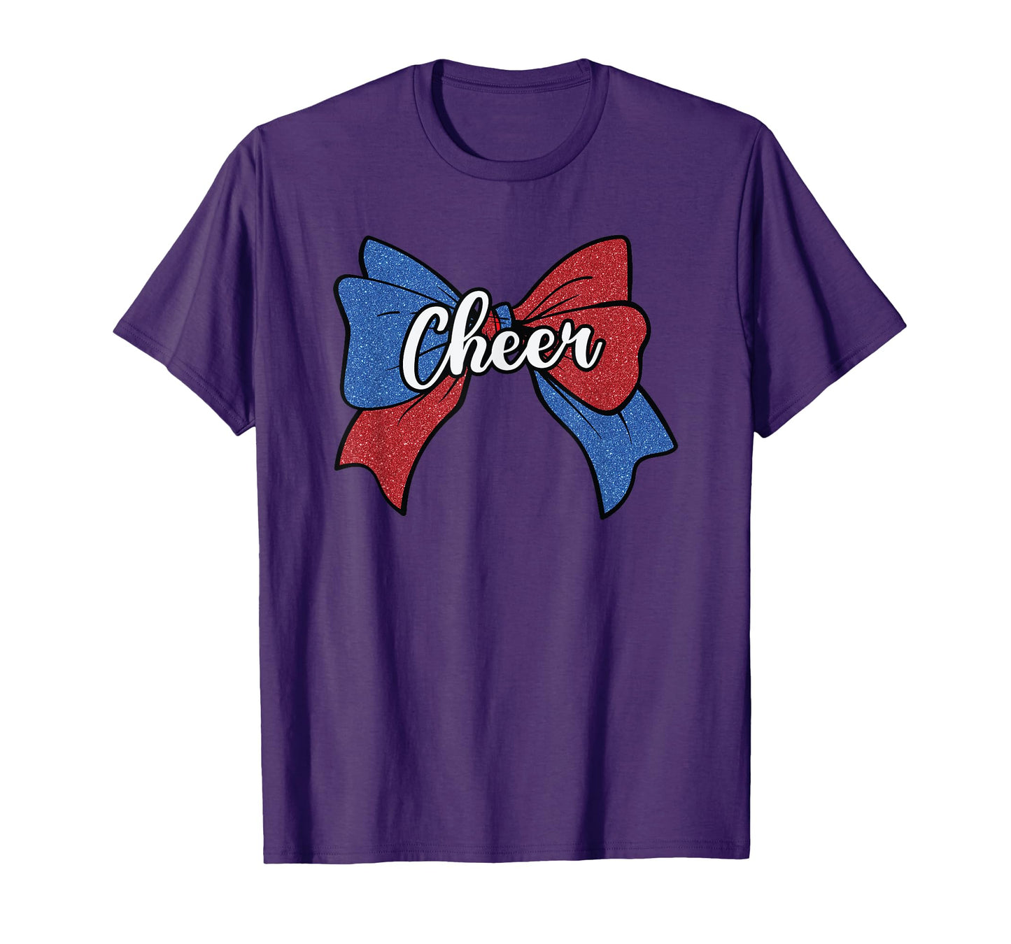 Cheer Bow Blue Red Funny Sport Cheerleader Cheerleading T-Shirt