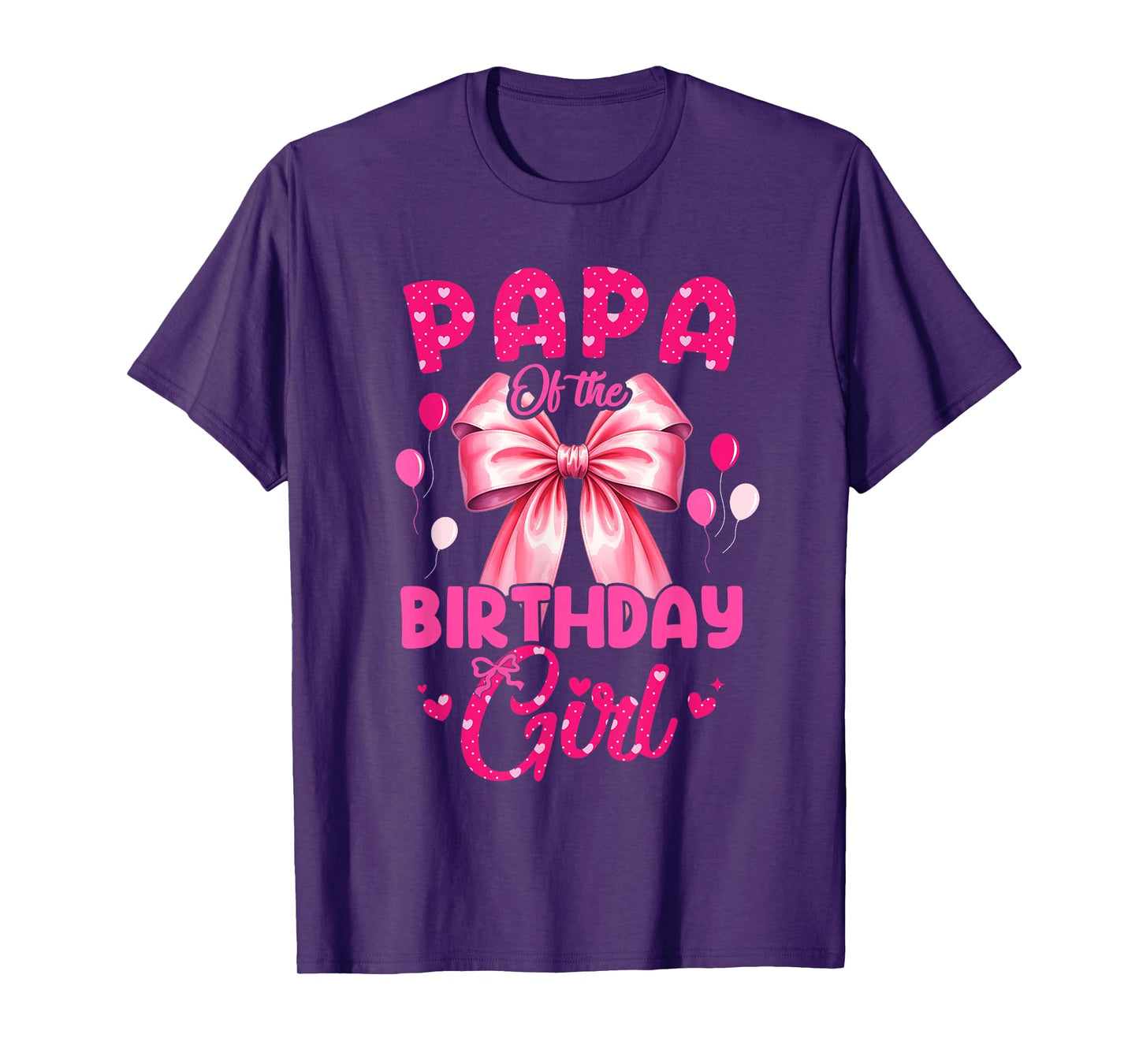 Papa of The Birthday Girl Coquette Bow Matching Family T-Shirt