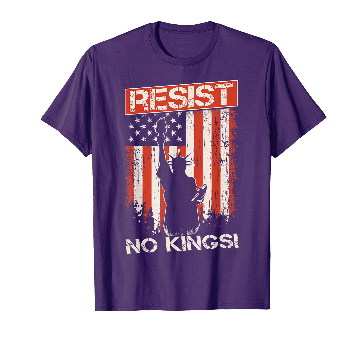 Vintage No Kings Resist Statue Liberty Patriotic USA Flag T-Shirt