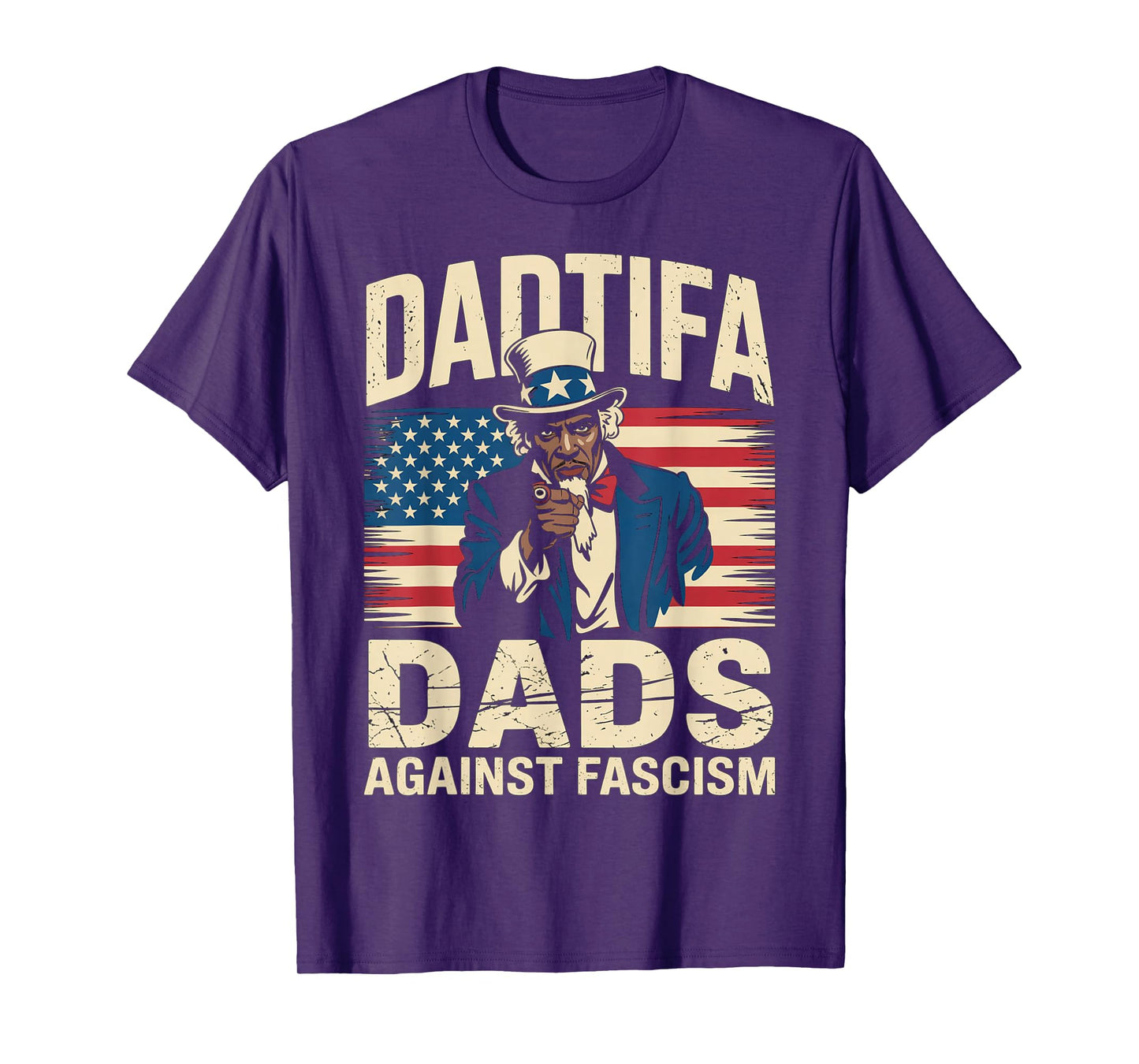 DADtifa Black Dads Against Fascism USA Flag Resist No Kings T-Shirt