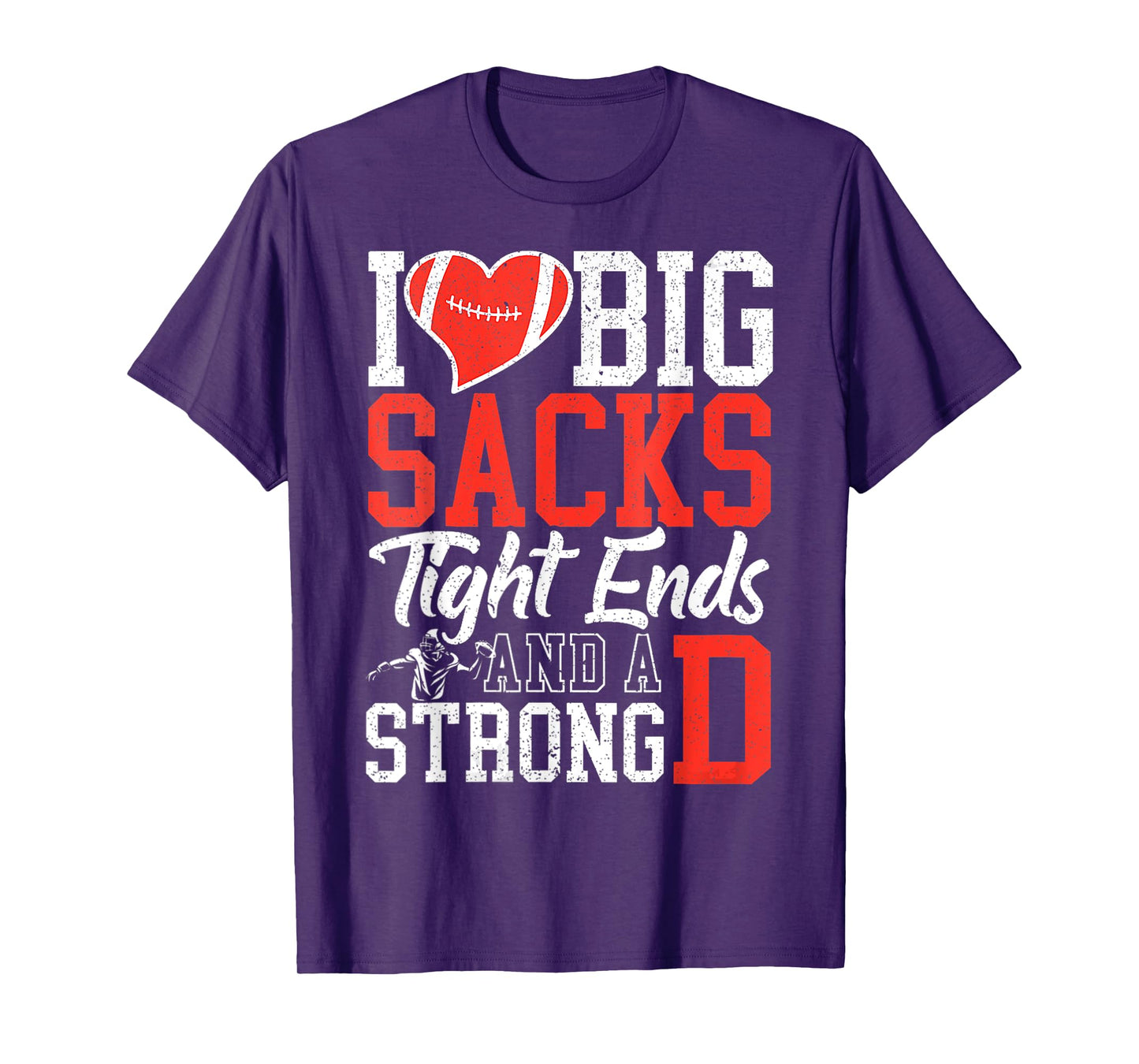 Womens I Love Big Sacks Tight Ends And A Strong D Football V T-Shirt
