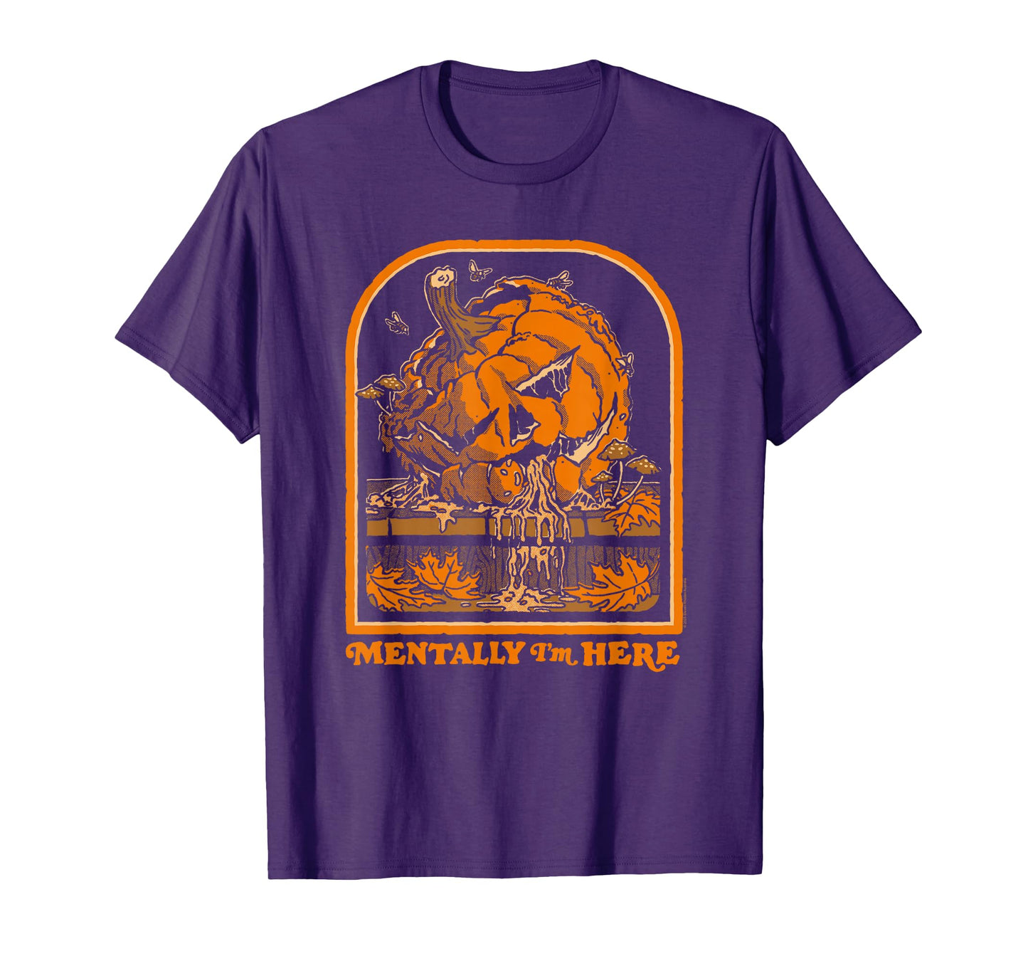 Steven Rhodes Mentally I'm Here Rotting Pumpkin Halloween T-Shirt