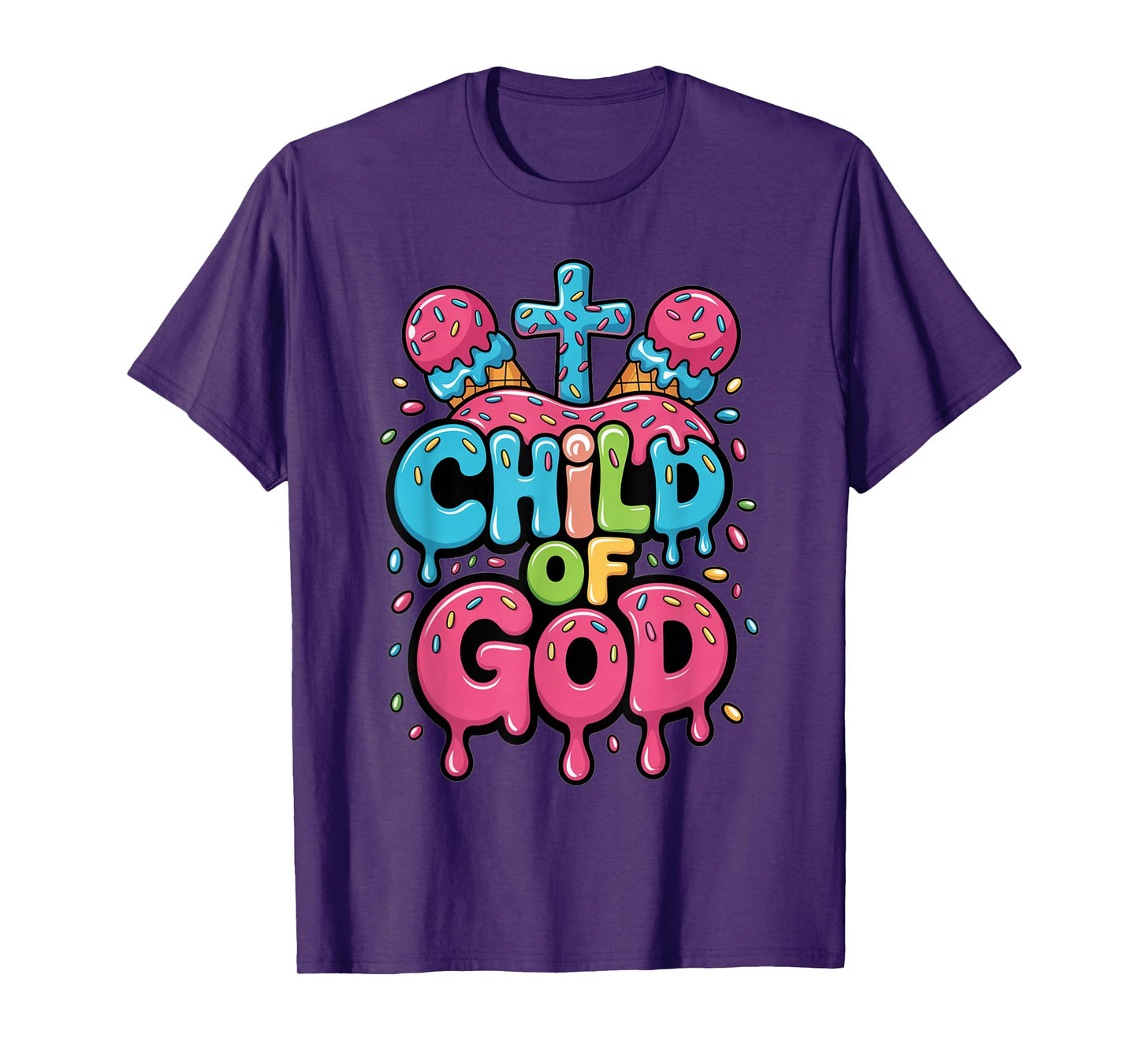 Child of God Ice Cream Christian Drip Kids Jesus Youth Boys T-Shirt