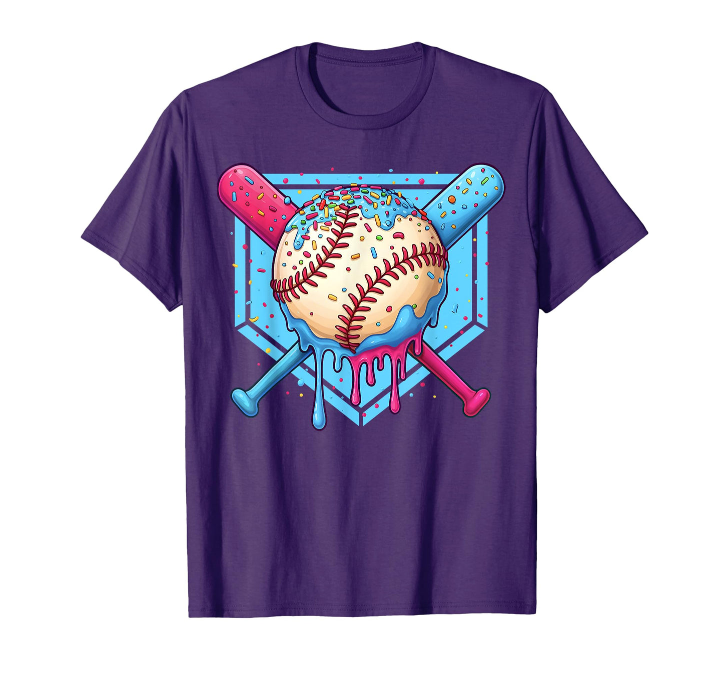 Baseball Drip Boys Home Plate Ice Cream Drip Youth Sports T-Shirt