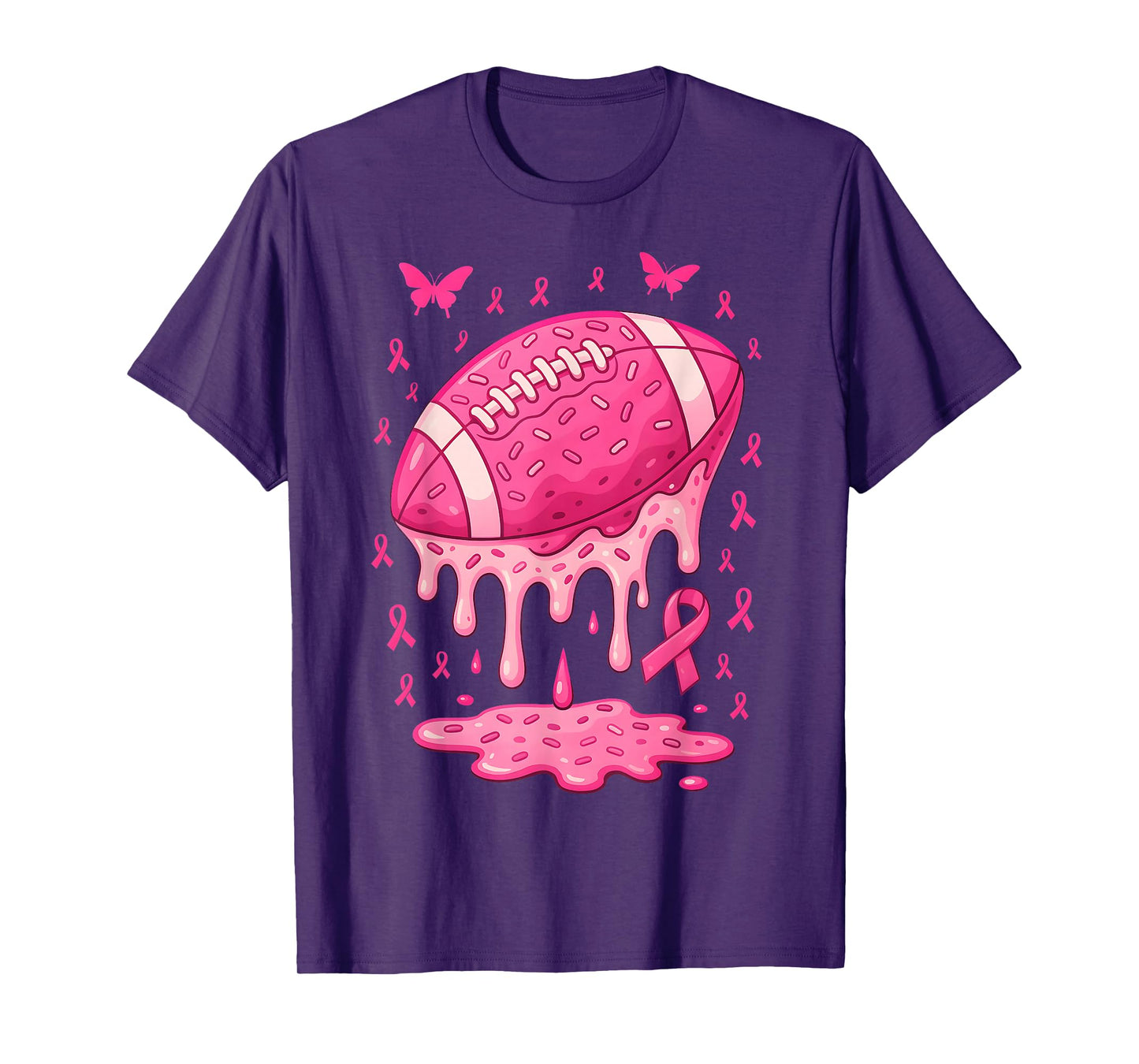 Football Drip Ice Cream Breast Cancer Awareness Boys & Girls T-Shirt