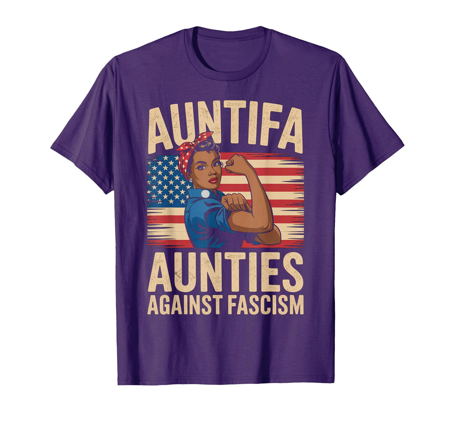 AUNTtifa Black Aunts Against Fascism Flag Resist No Kings T-Shirt