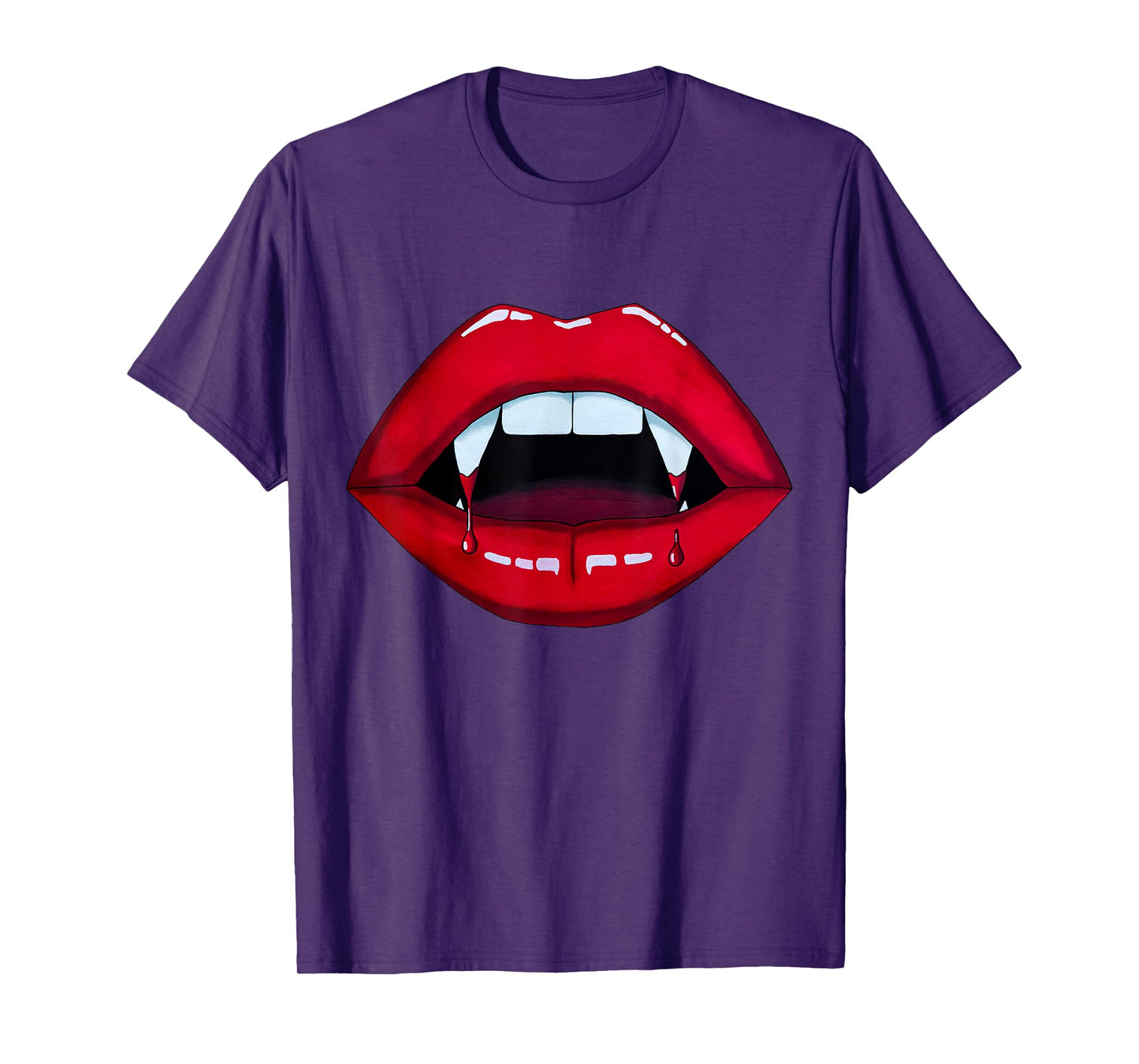 Sexy Vampire Bite Halloween Fangs Teeth Bright Red Lips T-Shirt