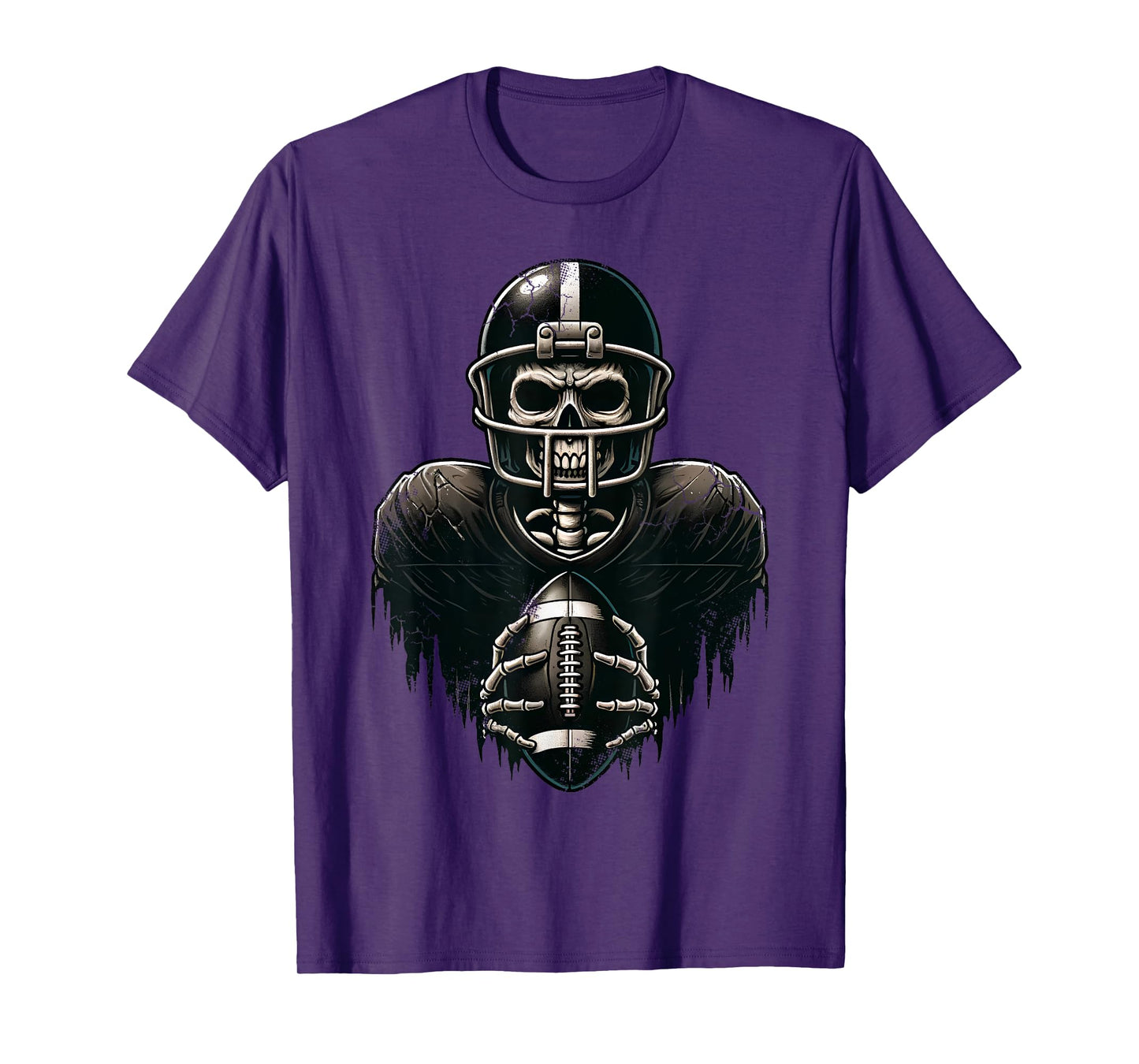 Halloween Skeleton Football Player Spooky Sports Graphic T-Shirt