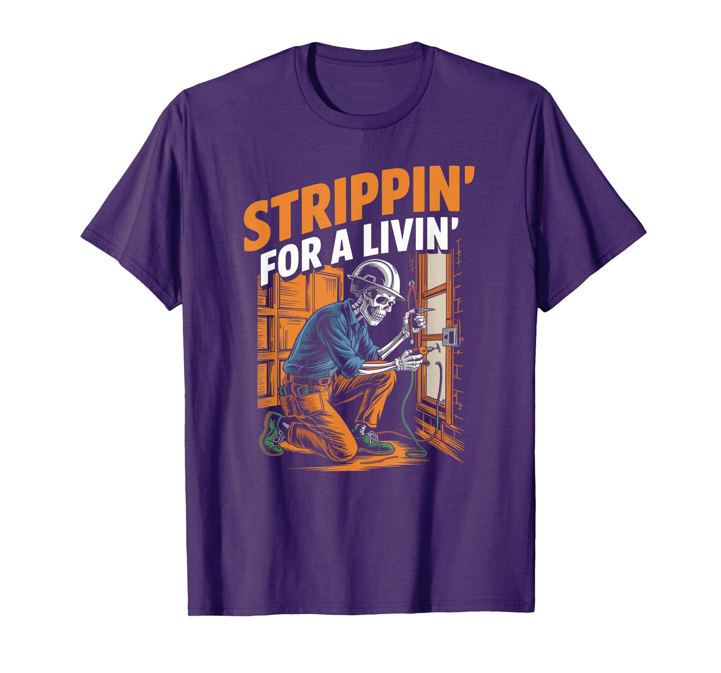 Trippin' For A Livin' Funny Skeleton Electrician Lover T-Shirt