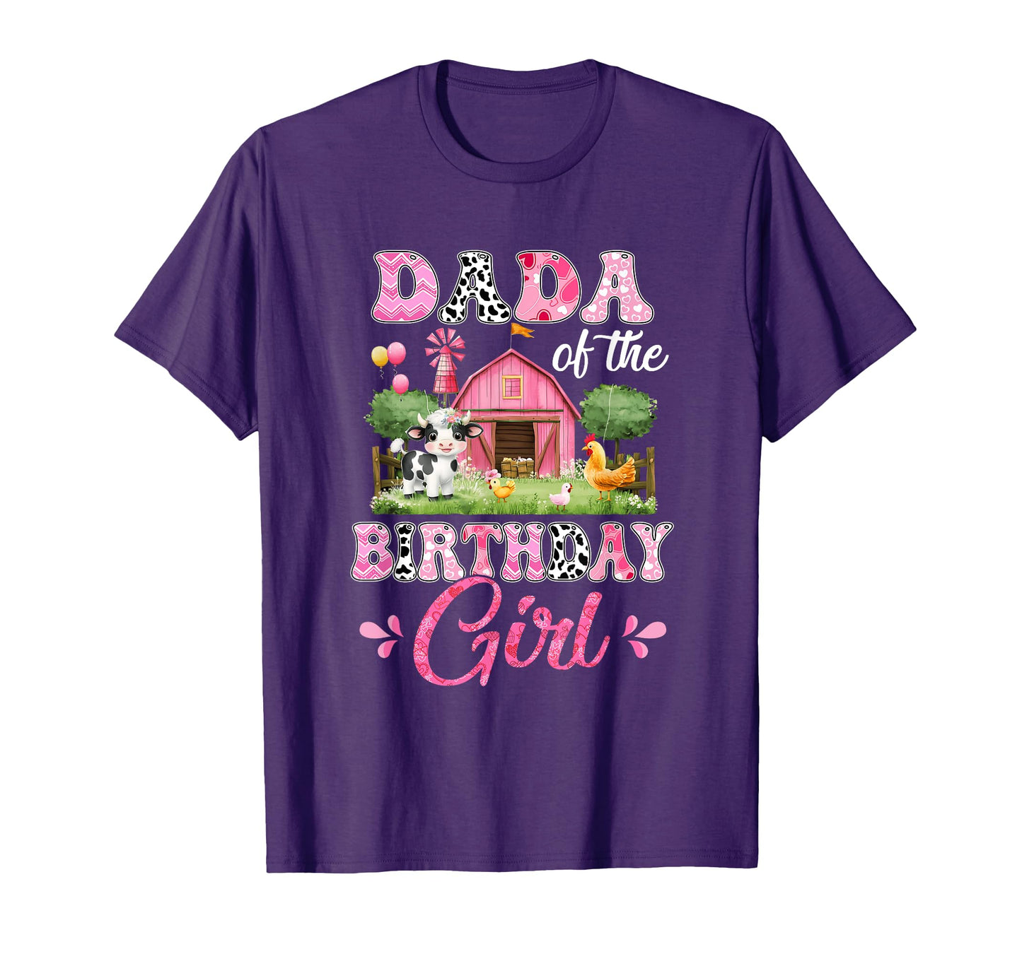 Dada Of The Birthday Girl 1St Birthday Cow Farm Family T-Shirt
