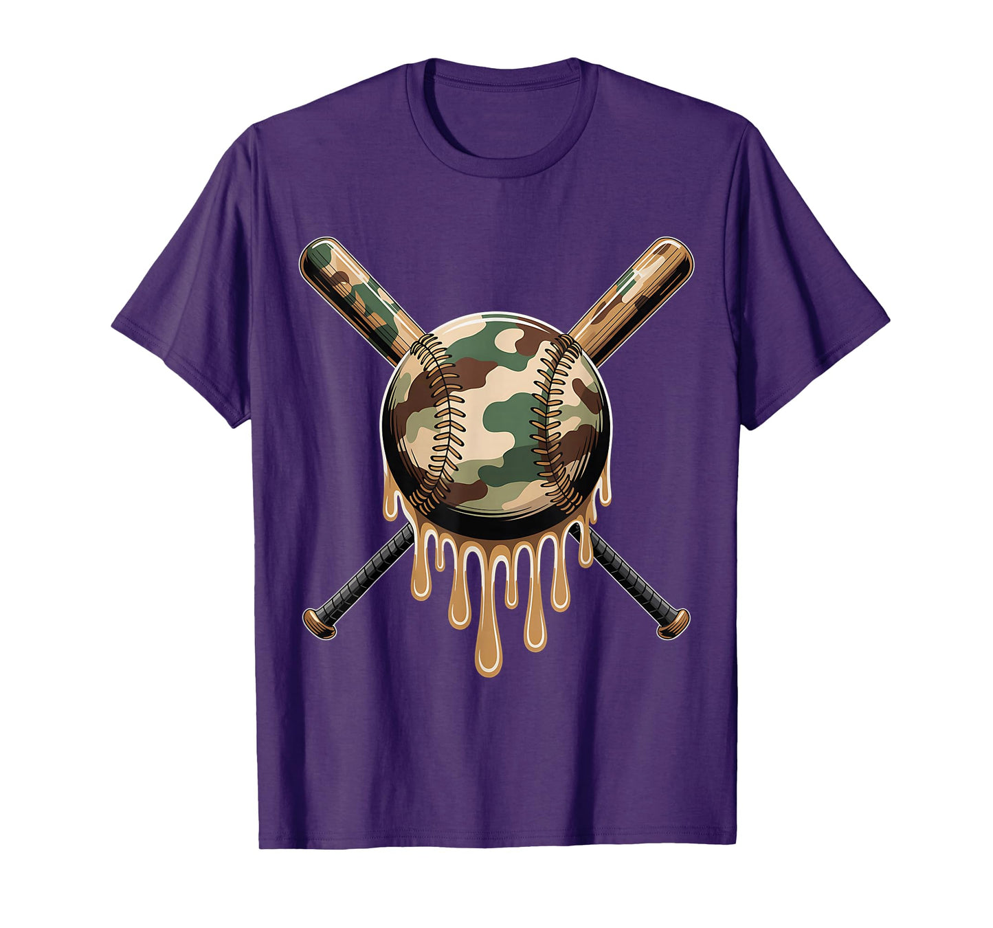 Sports Baseball Drip Camo Baseball Bats Boys Cool Game Day T-Shirt
