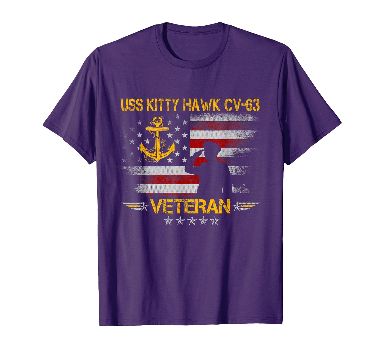 Proud US Military Warships USS CVN-63 Veterans Day T-Shirt, Men's Classic Fit Black Short Sleeve USS Kitty Hawk CV-63 Aircraft Carrier Veteran Flag Vintage T-Shirt, Small