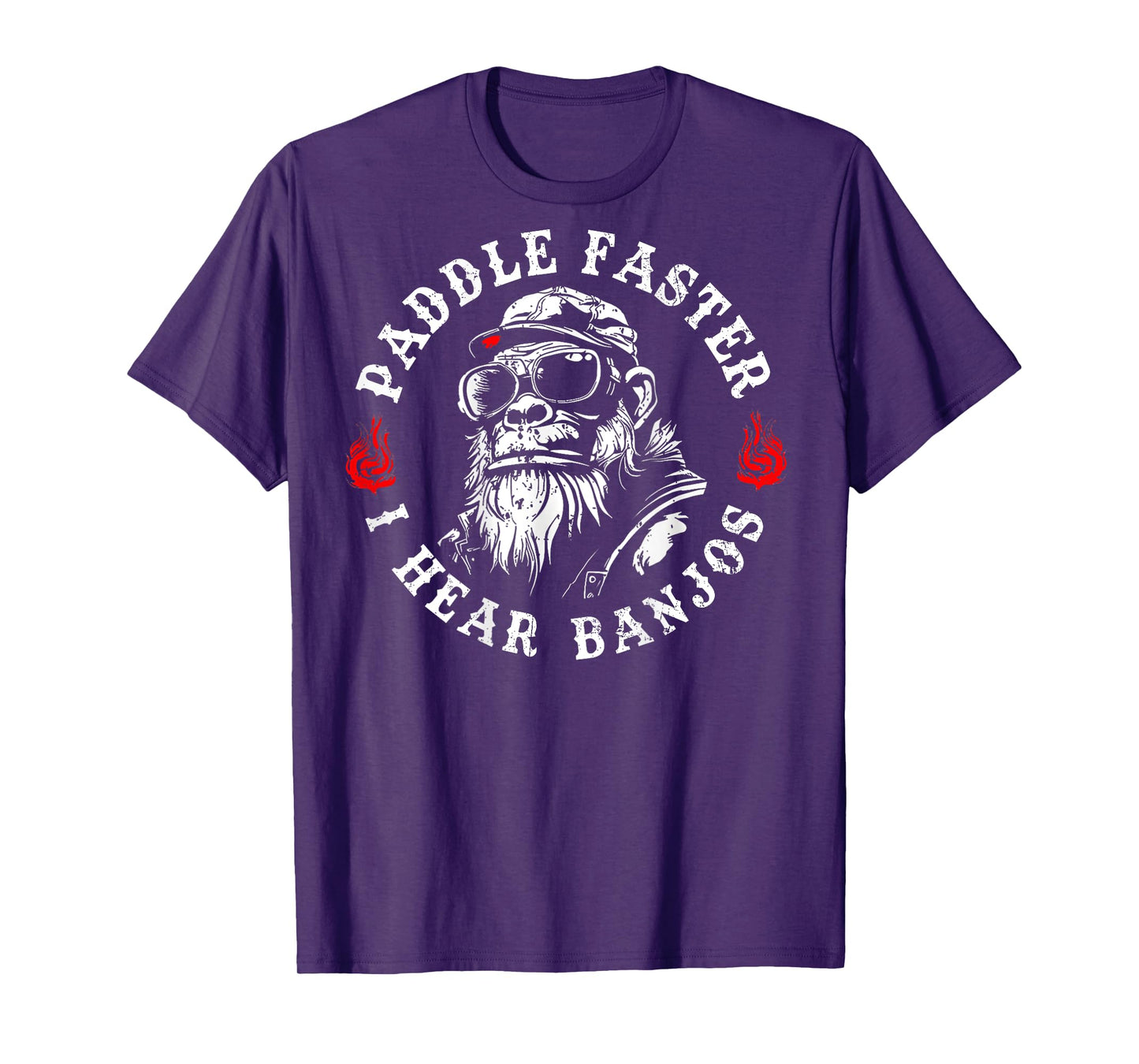 Paddle Faster I Hear Banjos Funny Monkey (On Back) T-Shirt