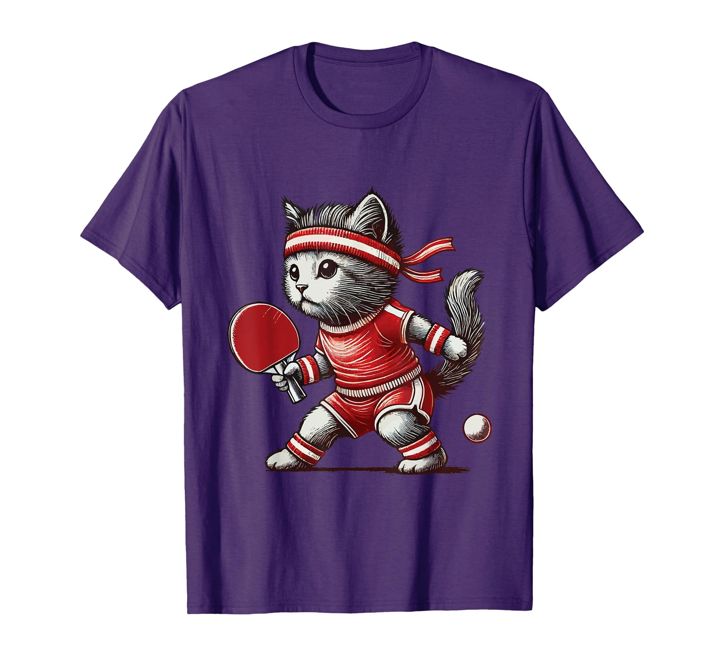 Cute Cat Table Tennis Vintage Retro Player T-Shirt for Men Women Girls Kids