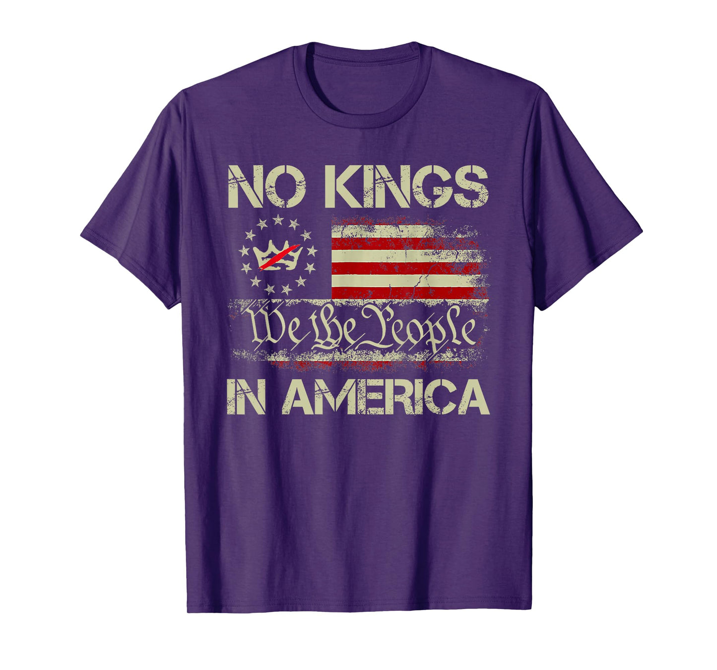 No Kings in America We The People US American Flag Patriotic T-Shirt