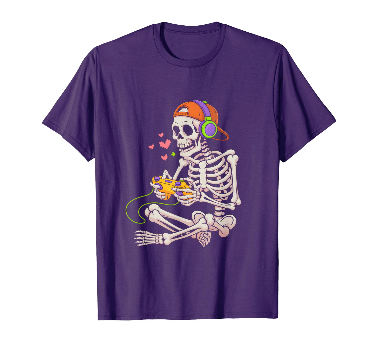 Funny Skeleton Video Game Halloween Gaming Gamer Boys Men T-Shirt