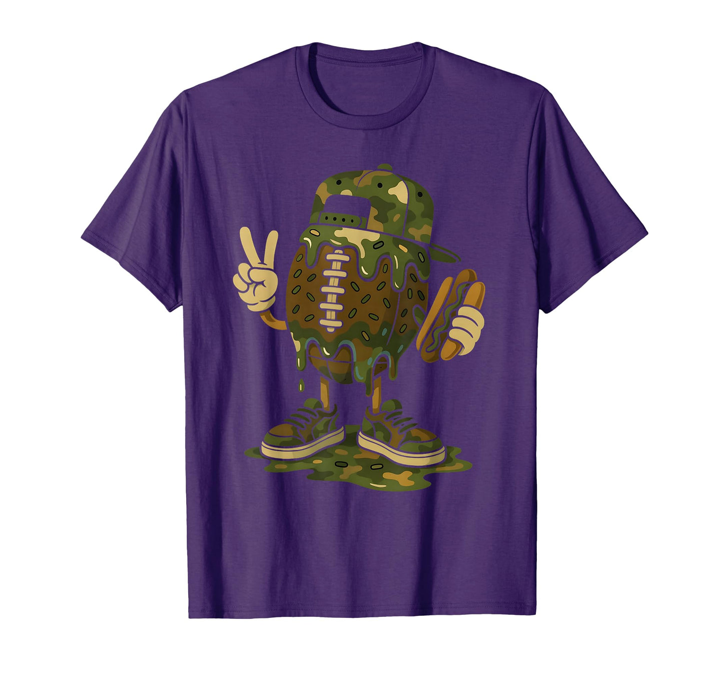 Football Drip Camo Boys Football Ice Cream Youth Game Day T-Shirt