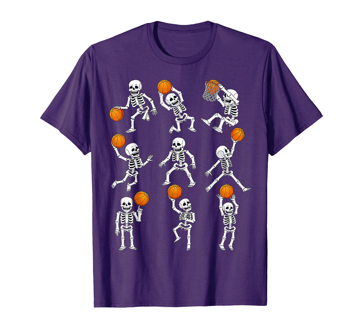 Halloween Basketball Skeletons Dunking Dribble Boys Kids T-Shirt