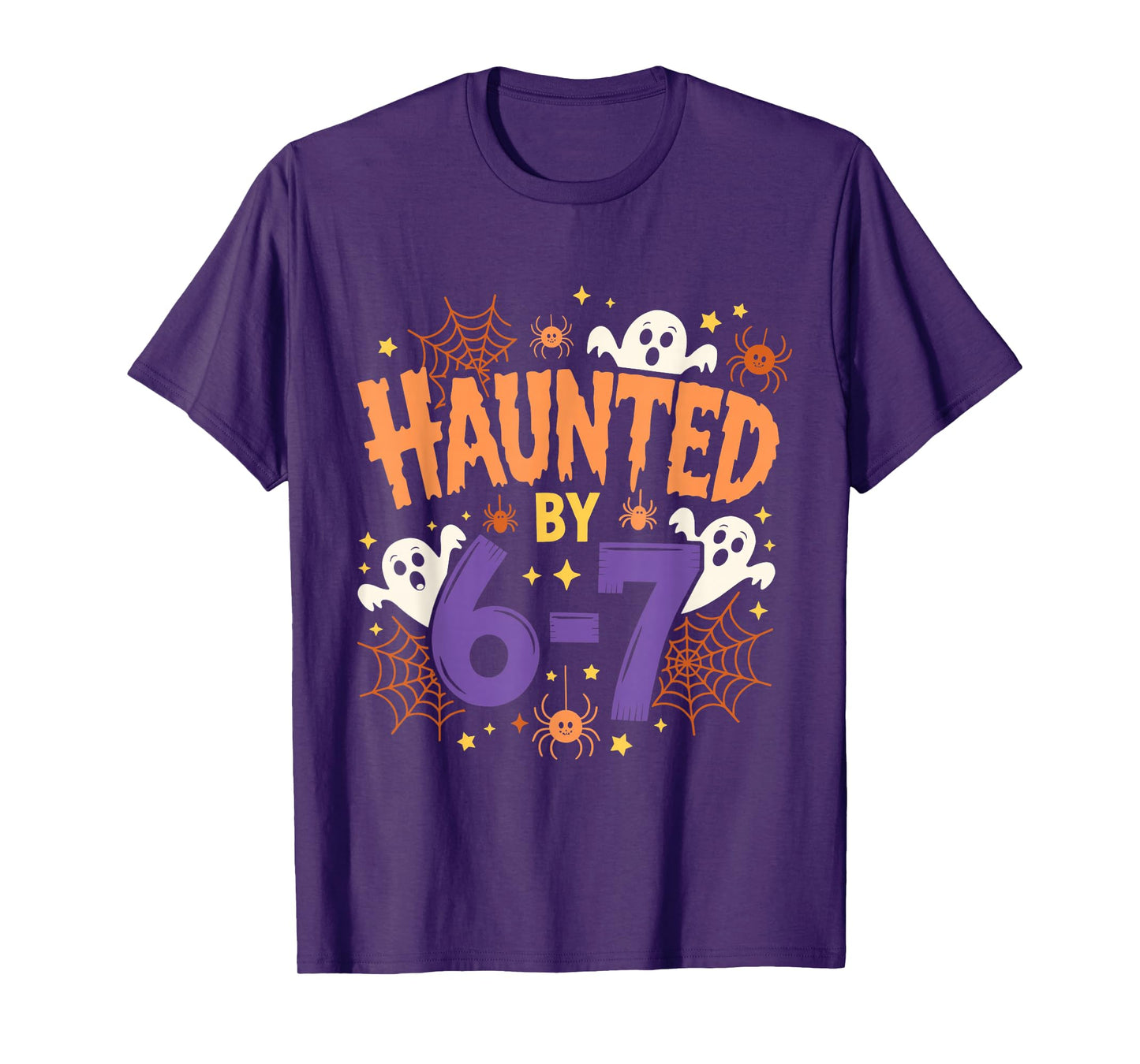 Haunted by 6-7 Halloween Funny Ghosts and Spiders Boy Girl T-Shirt