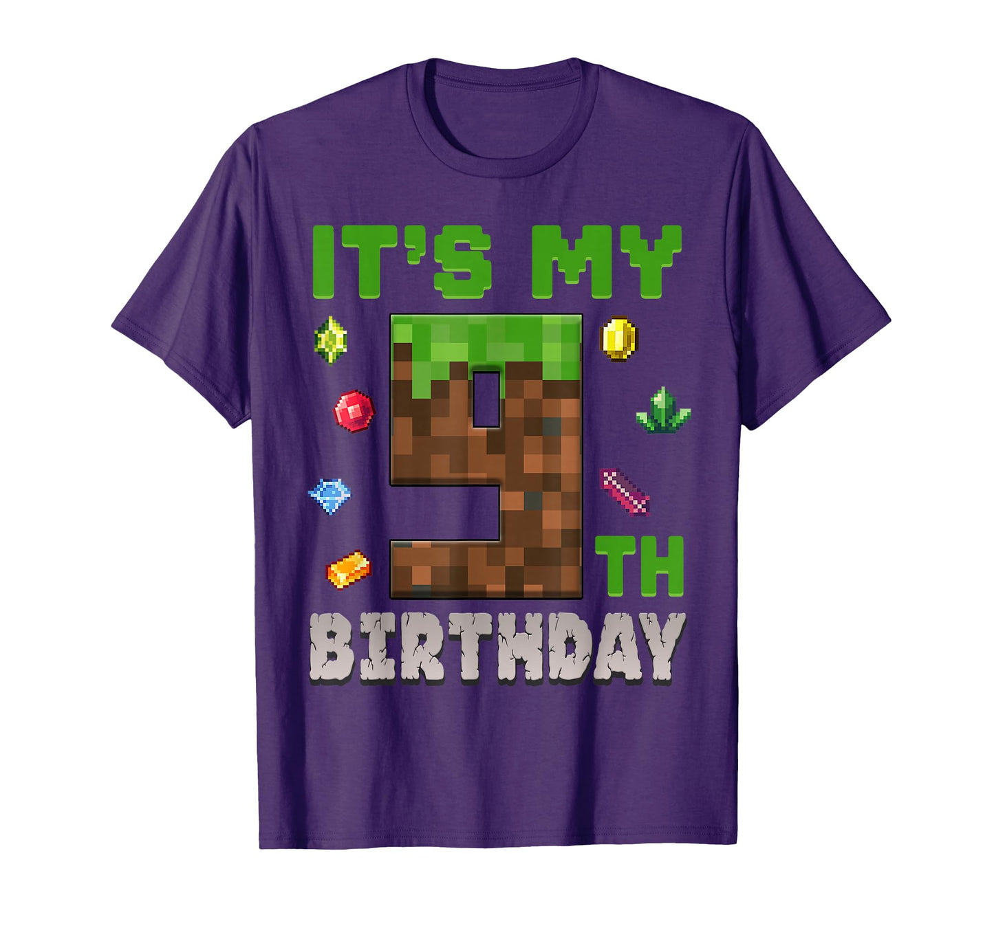 Birthday Boy It's My 9th Birthday 9 Year Old Pixel Gamer T-Shirt