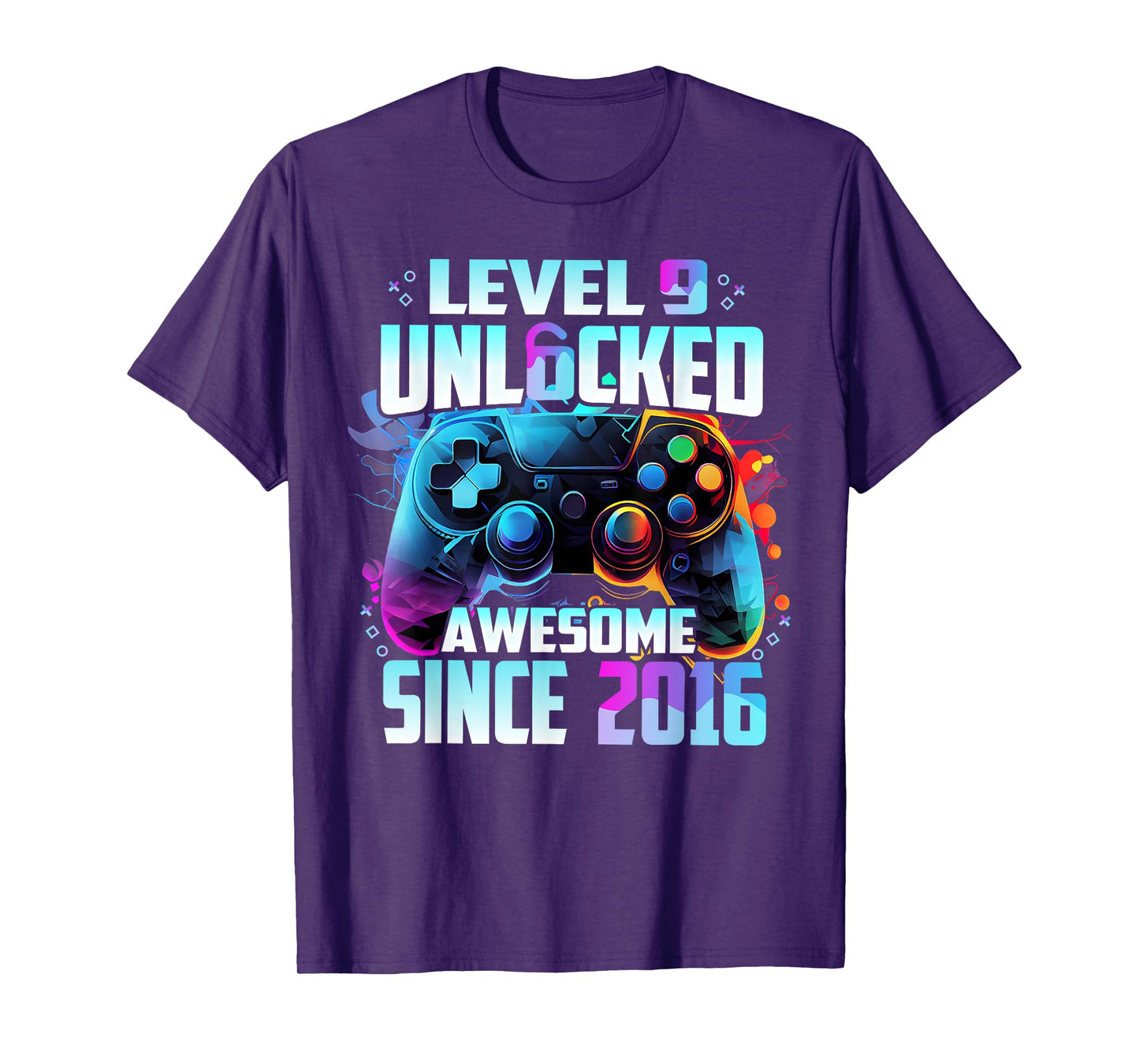 Level 9 Unlocked Awesome Since 2016 9th Birthday Gaming T-Shirt