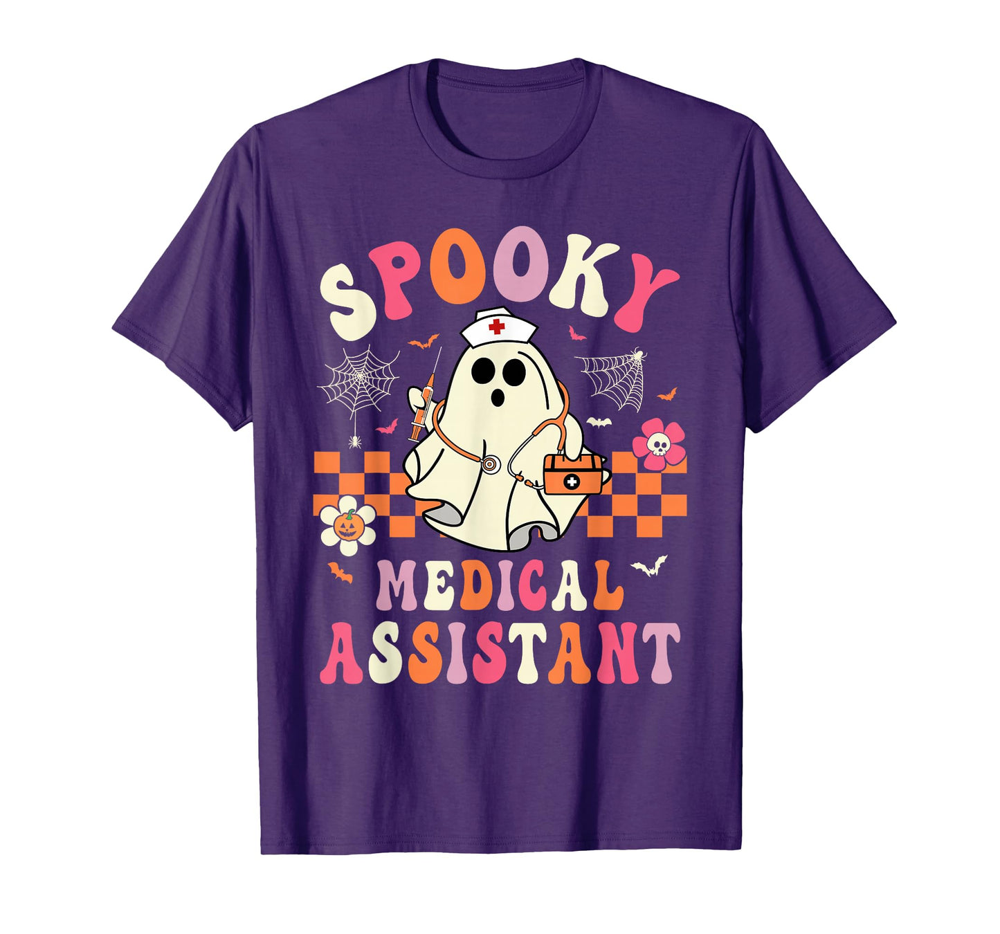 Groovy Spooky Medical Assistant Halloween Women Men Girls T-Shirt