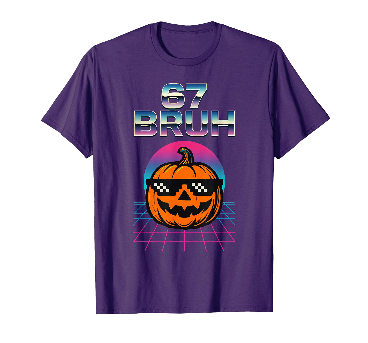 67 Bruh Meme Halloween Pumpkin 6 7 Brainrot Six Seven Kids T-Shirt